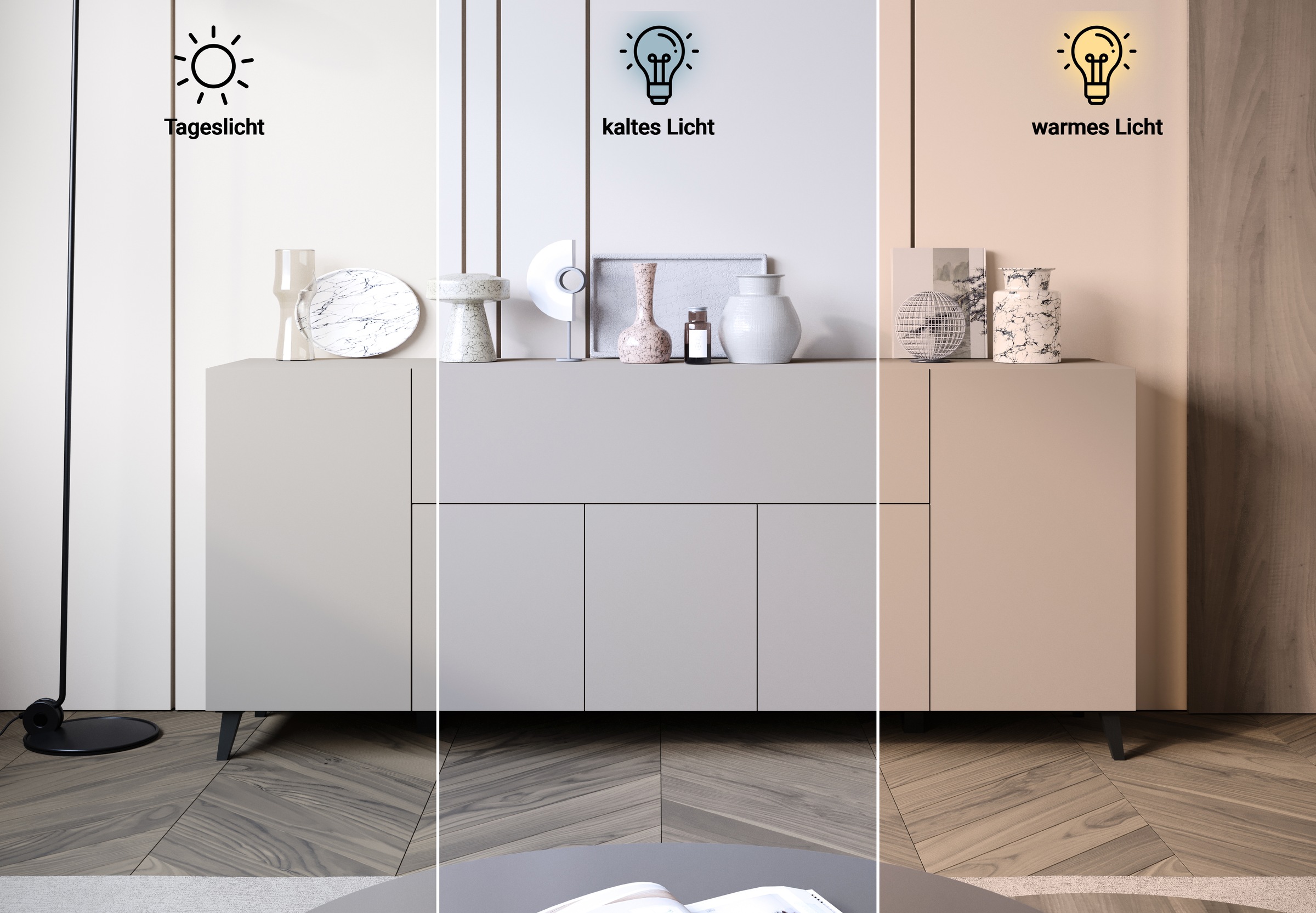 Home affaire Sideboard "SIDEBOARD PHUKET II, Stilvolle, grifflose kommode, günstig online kaufen