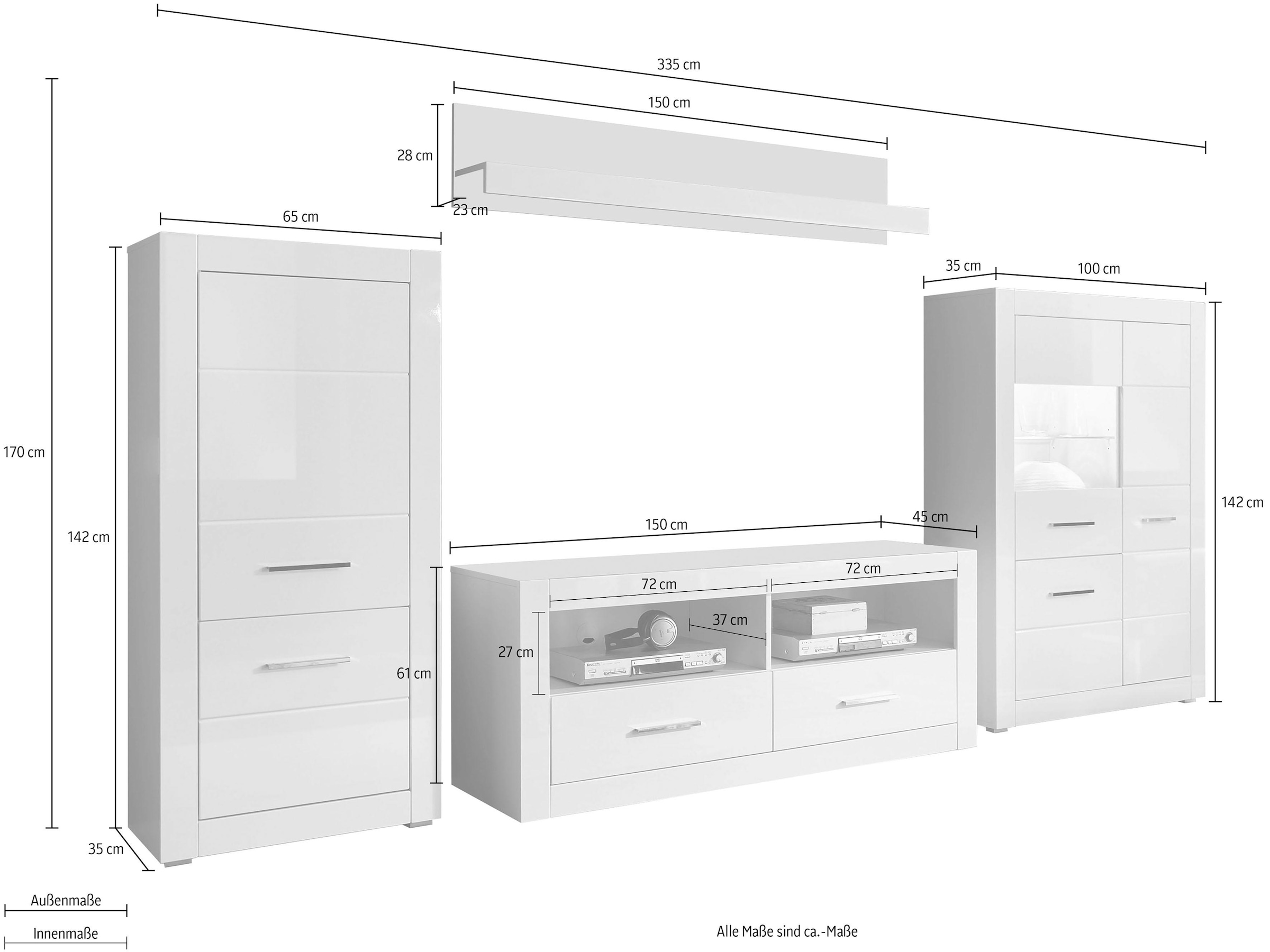 INOSIGN Wohnwand »BIANCO«, (Set, 4 St.)