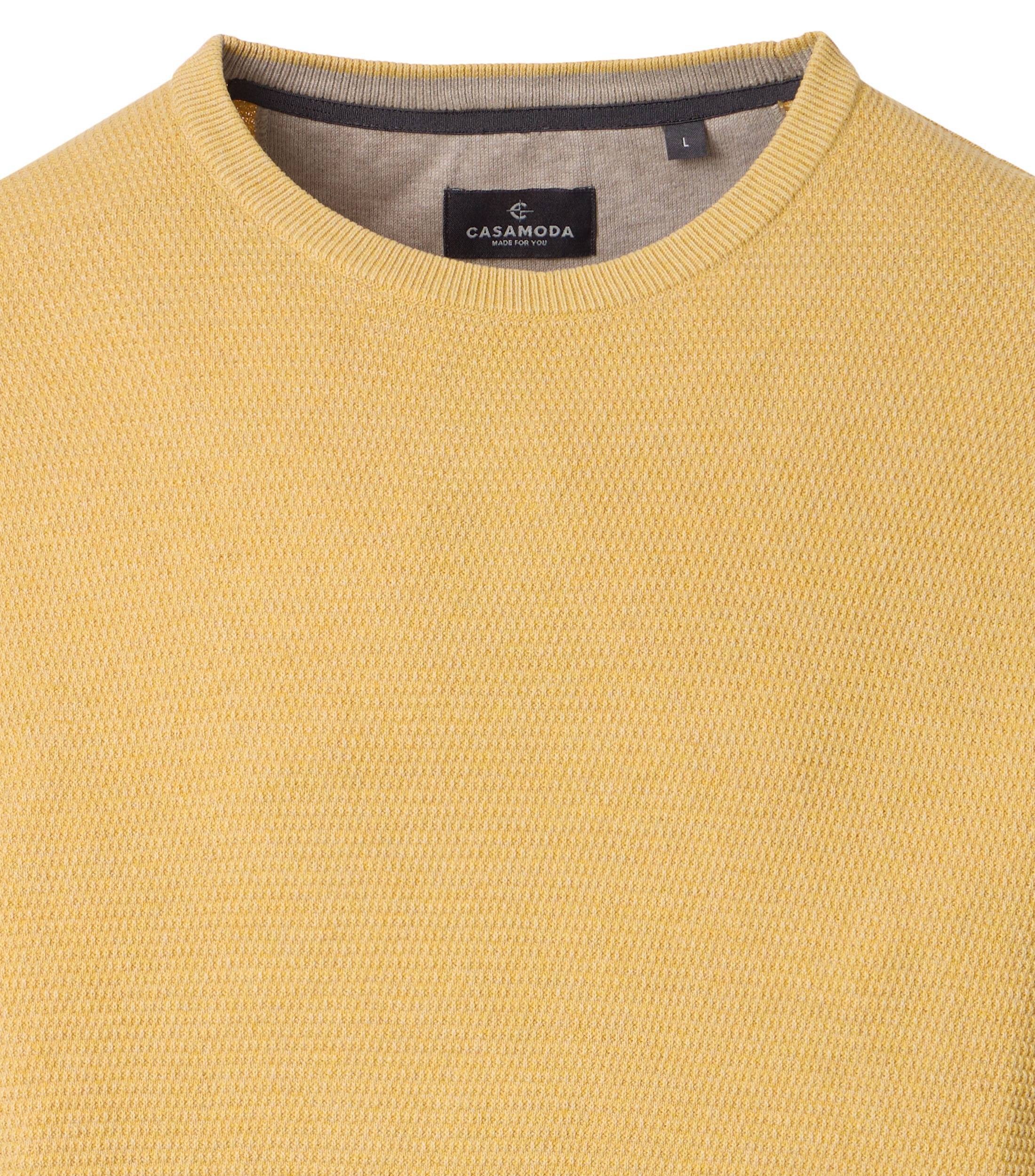 Strickpullover CASAMODA "CASAMODA Pullover uni", Herren, Gr. 6XL, gelb, 100% Baumwolle, Pullover Strickpullover 2