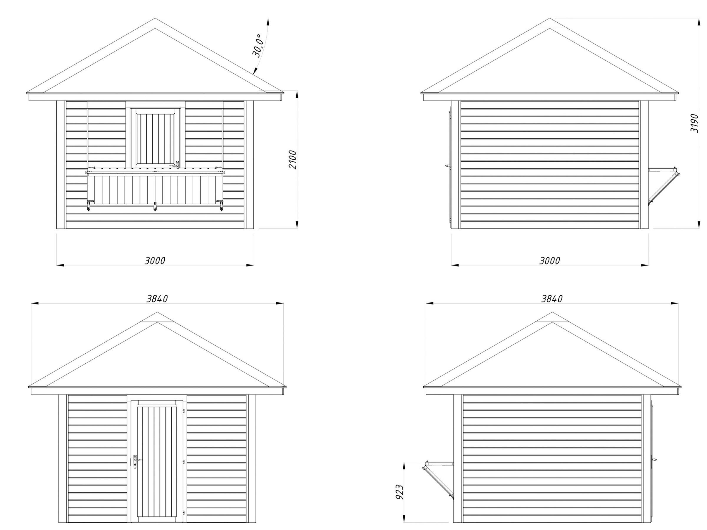 Palmako Holzpavillon »Bianca 8,3 m² Set 104« BxTxH: 384x384x319 cm