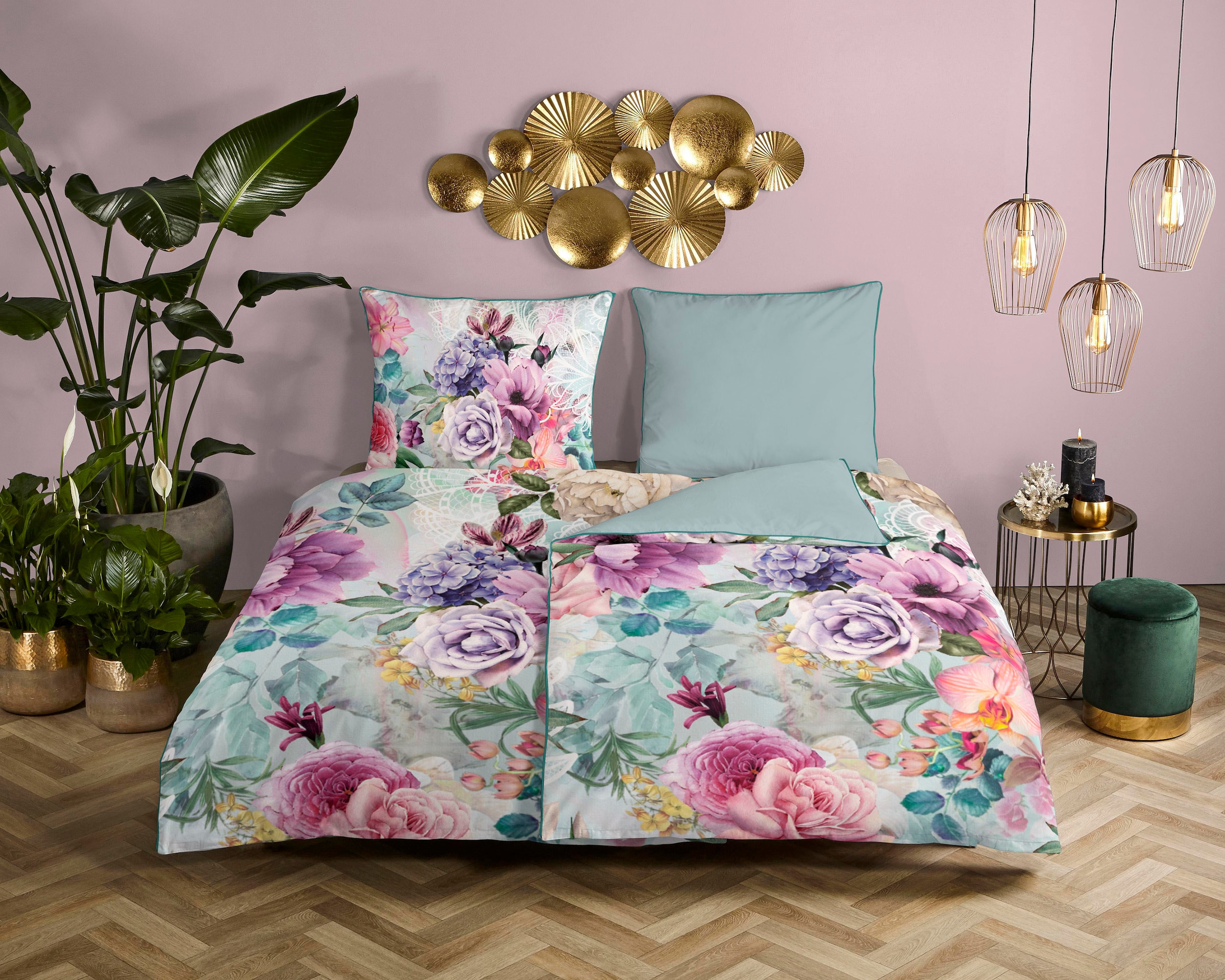 Descanso Wendebettwäsche "Anamin" 2 Stk. Baumwolle, Satin, 135x200, Biese, günstig online kaufen