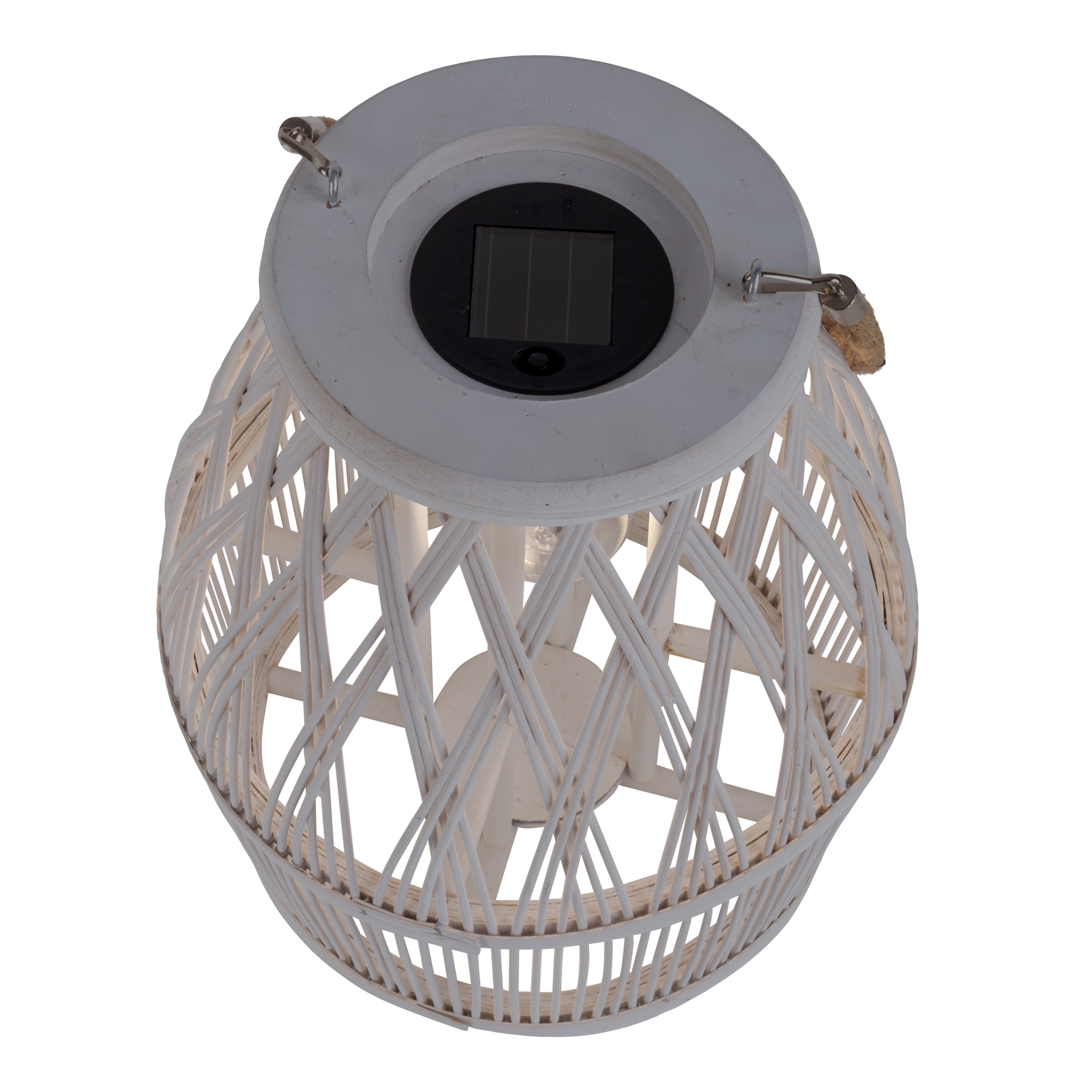 näve LED Solarleuchte »Korbinian« LED-Modul 1 Stk. Warmweiß Korbleuchte (Rattan) weiß mit LED Birne warmweiß, inkl. Akku, H: 34cm