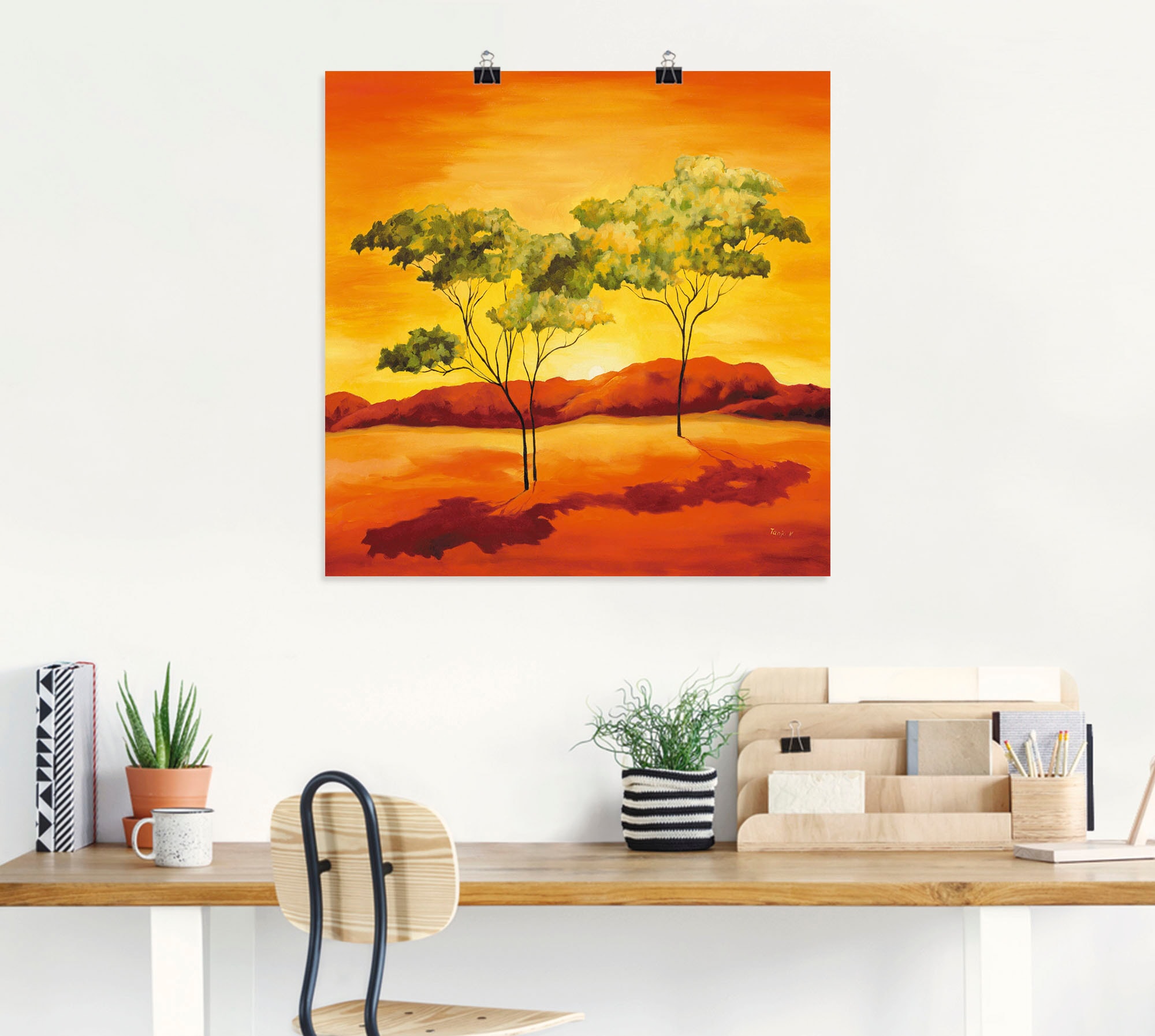 Artland Wandbild "Sonnenuntergang in der Steppe", Afrika, (1 St.), als Lein günstig online kaufen