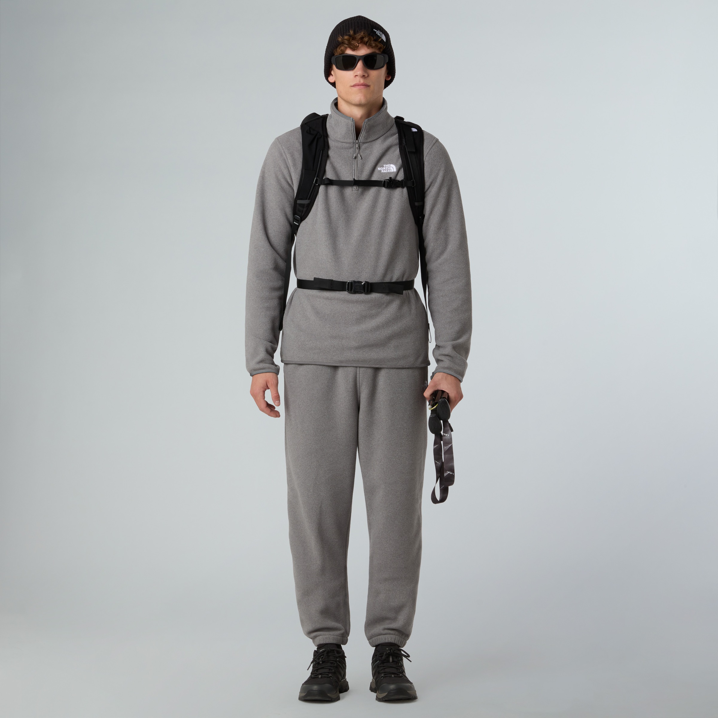Fleecepullover THE NORTH FACE "M GLACIER FLEECE 1/4 ZIP JACKET", Herren, Gr. S, tnf mid grau heather, Obermaterial: 100% Polyester, Sweatshirts Fleecepullover, 1/4-langer Reißverschluss, aus Polyester, feuchtigkeitsabweisend 4