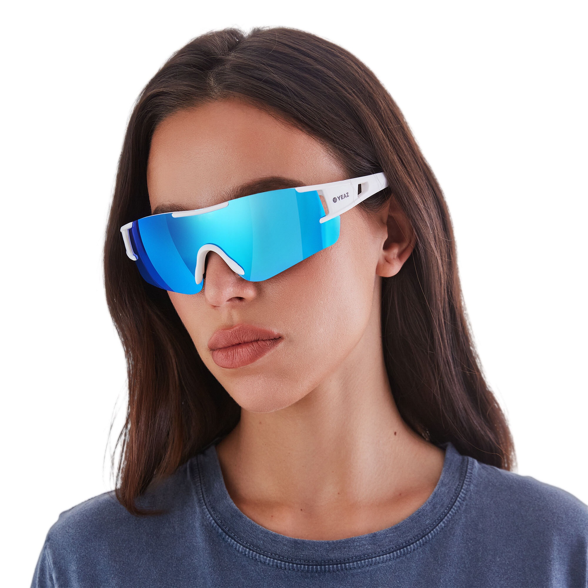 YEAZ Sportbrille »Sport-Sonnenbrille Bright White/Blue SUNBLOW«
