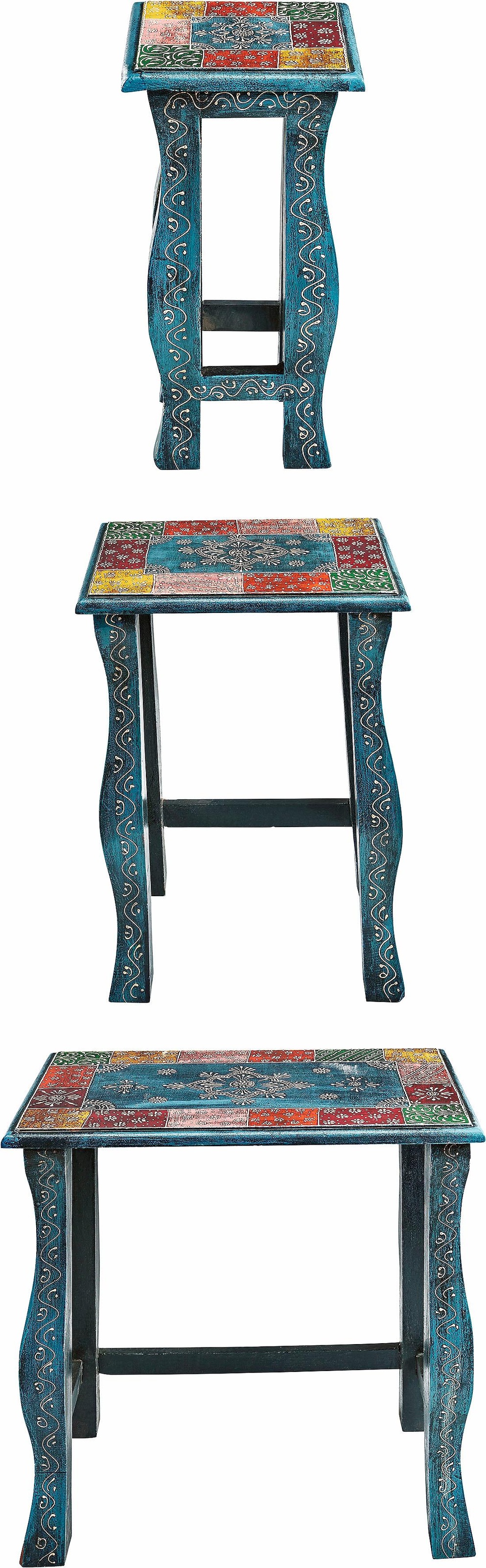 Beistelltisch OTTO HOME "Vivek", bunt (blau, bunt, blau, bunt, blau, bunt), B:56cm H:51cm T:35cm, Tische, Beistelltisch 2