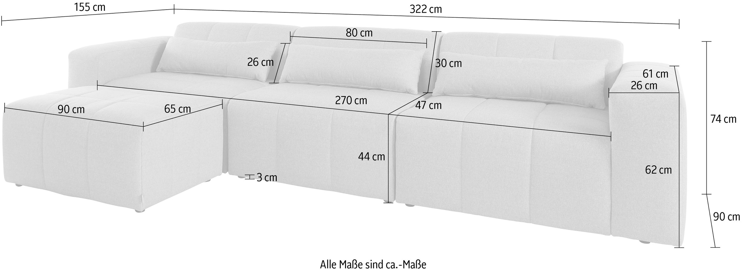 LeGer Home by Lena Gercke Ecksofa »Maileen L-Form«, Modulsofa, bestehend aus 4 Modulen, Farben mixbar