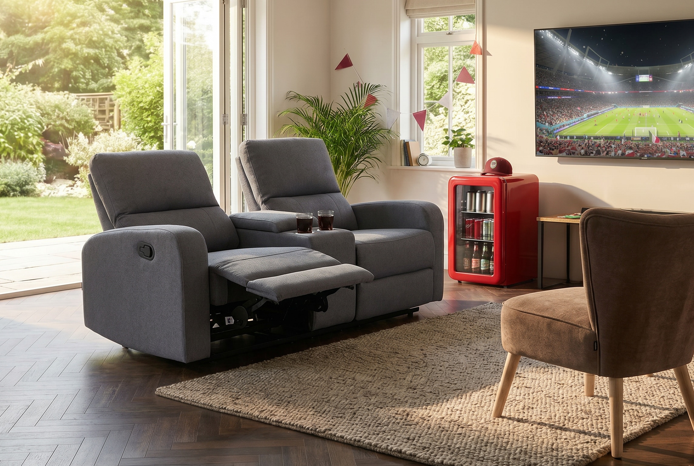 Home affaire 2-Sitzer "TOURNAY, 2er-Kinosofa, Liegesofa, TV-Sessel, Multimedia-Sofa" mit manueller Relaxfunktion, Getränkehalter, Staufach