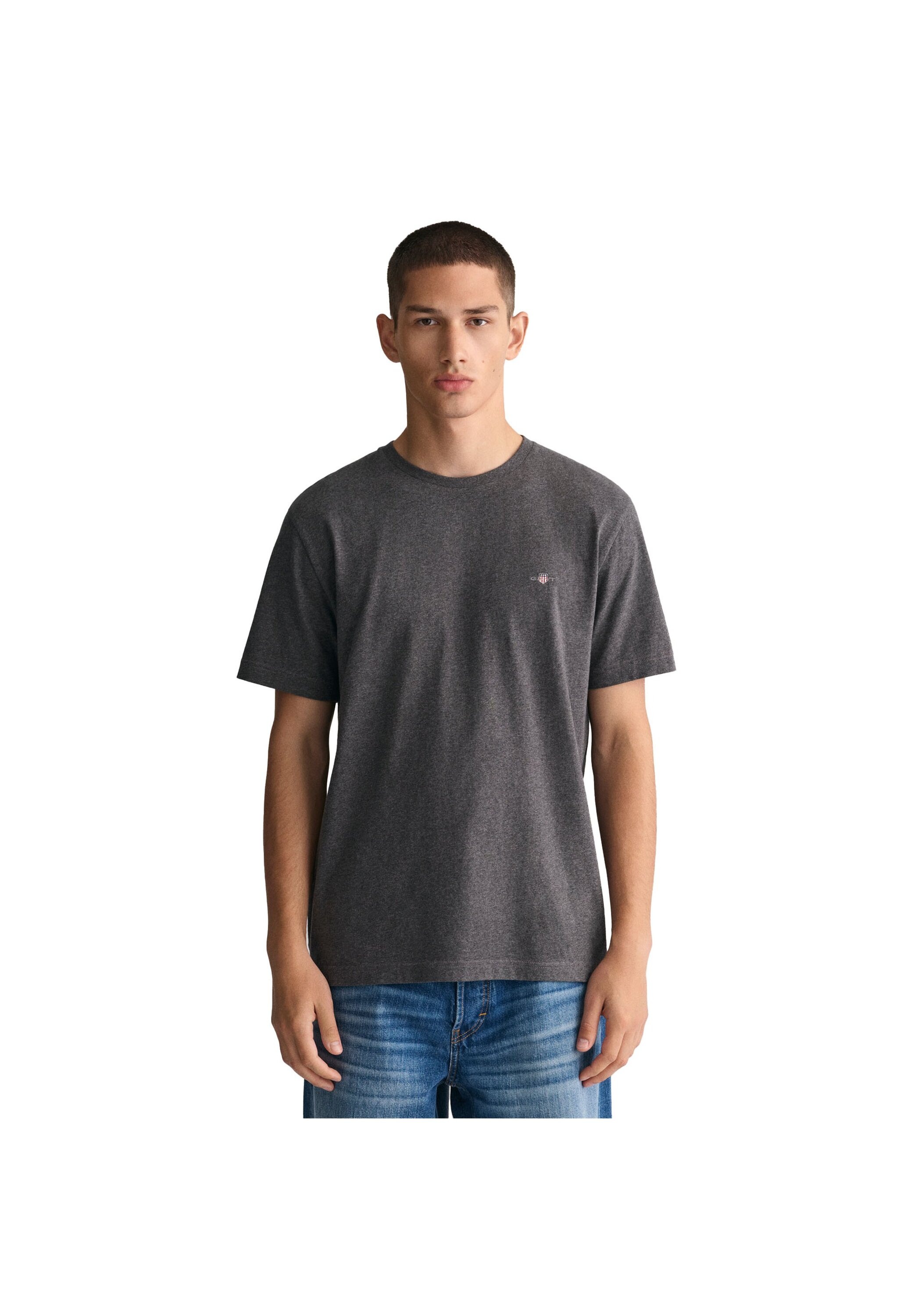 Gant T-shirt Logo Grau  - Größe M günstig online kaufen