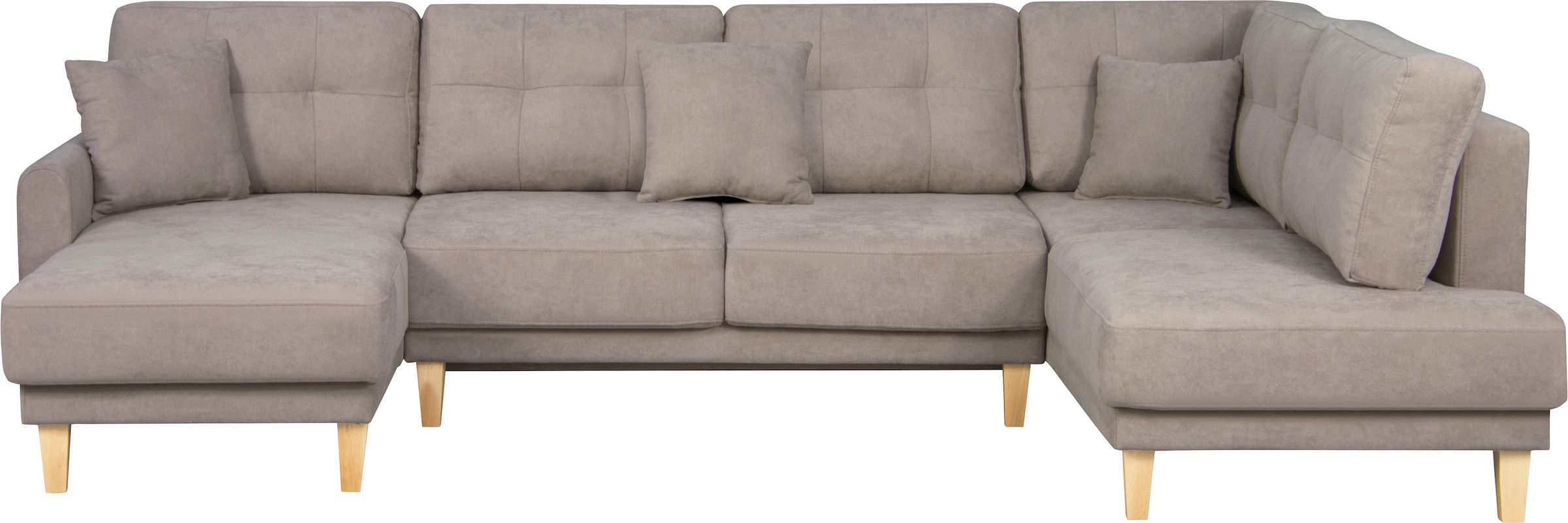 Home affaire Wohnlandschaft »TRIPLO U-Form wahlweise mit Schlaffunktion, B/T/H: 310/192/90 cm«, Schlafsofa, auch mit Bettkasten, Steppung im Rückenkissen