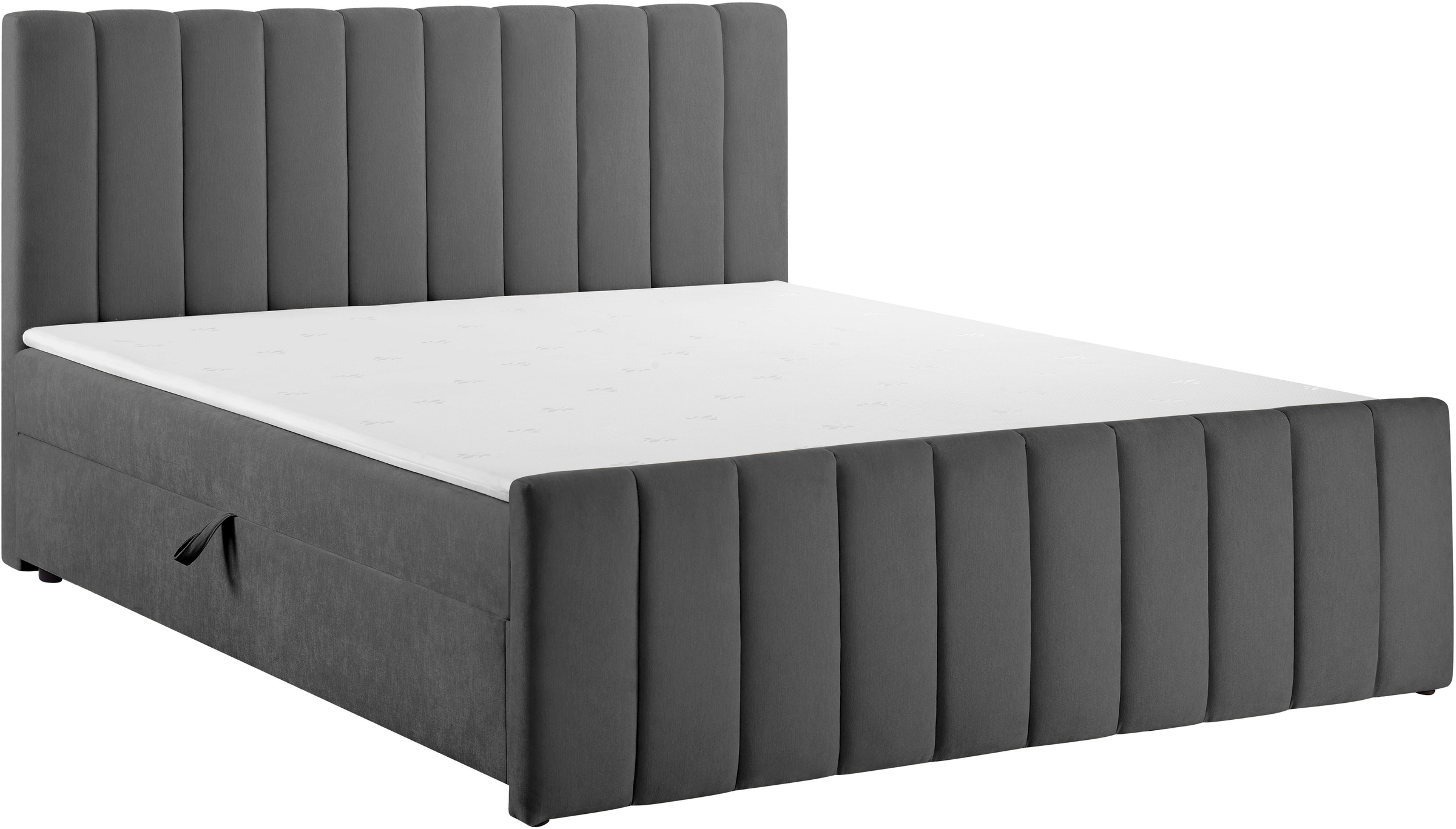 OTTO home Boxbett "YANNA, Polsterbett mit Bettkasten, inkl. Taschenfederkernmatratze H3" mit Kaltschaumtopper, Chenille-Bezug, Liegefläche 180x200 cm