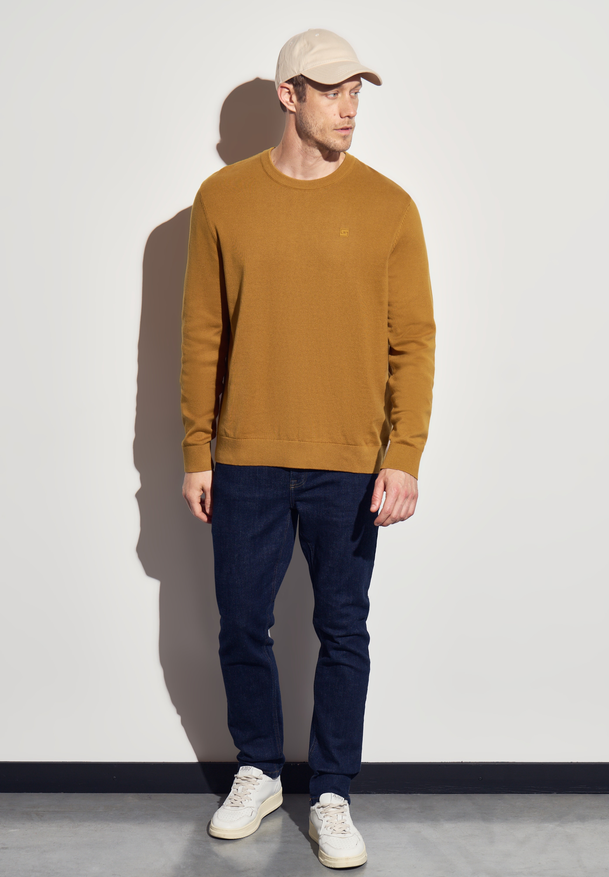 STREET ONE MEN Rundhalspullover, aus reiner Baumwolle