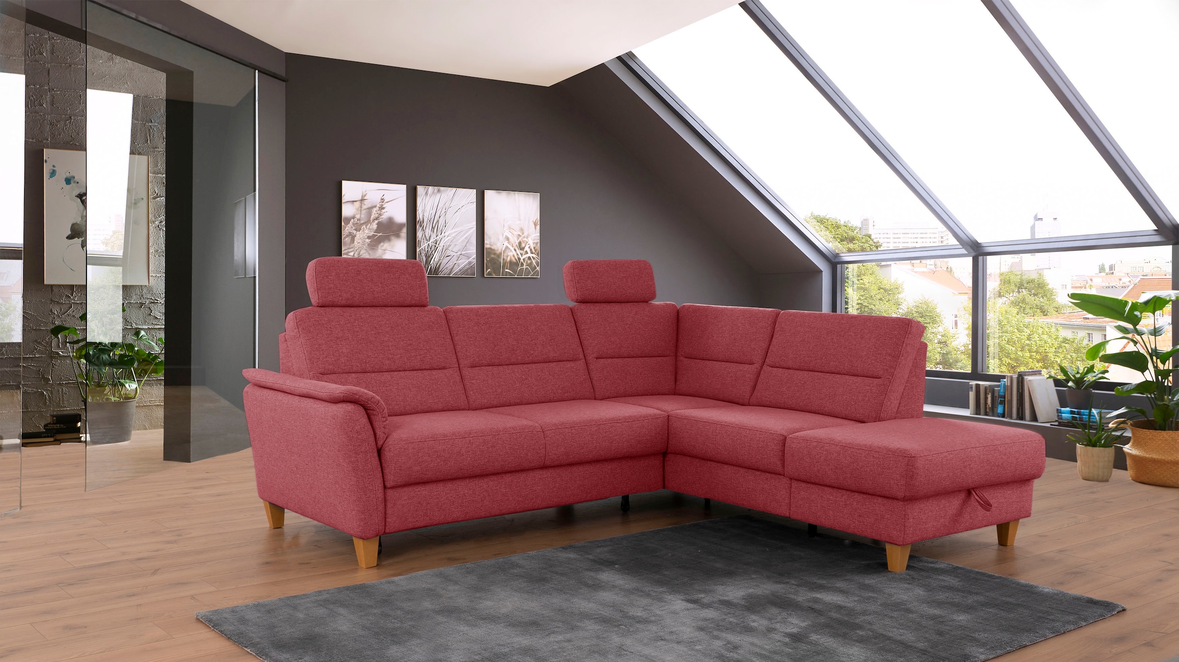 Home affaire Ecksofa "Palmera L-Form, B: 236 cm" optional Bettfunktion & Be günstig online kaufen