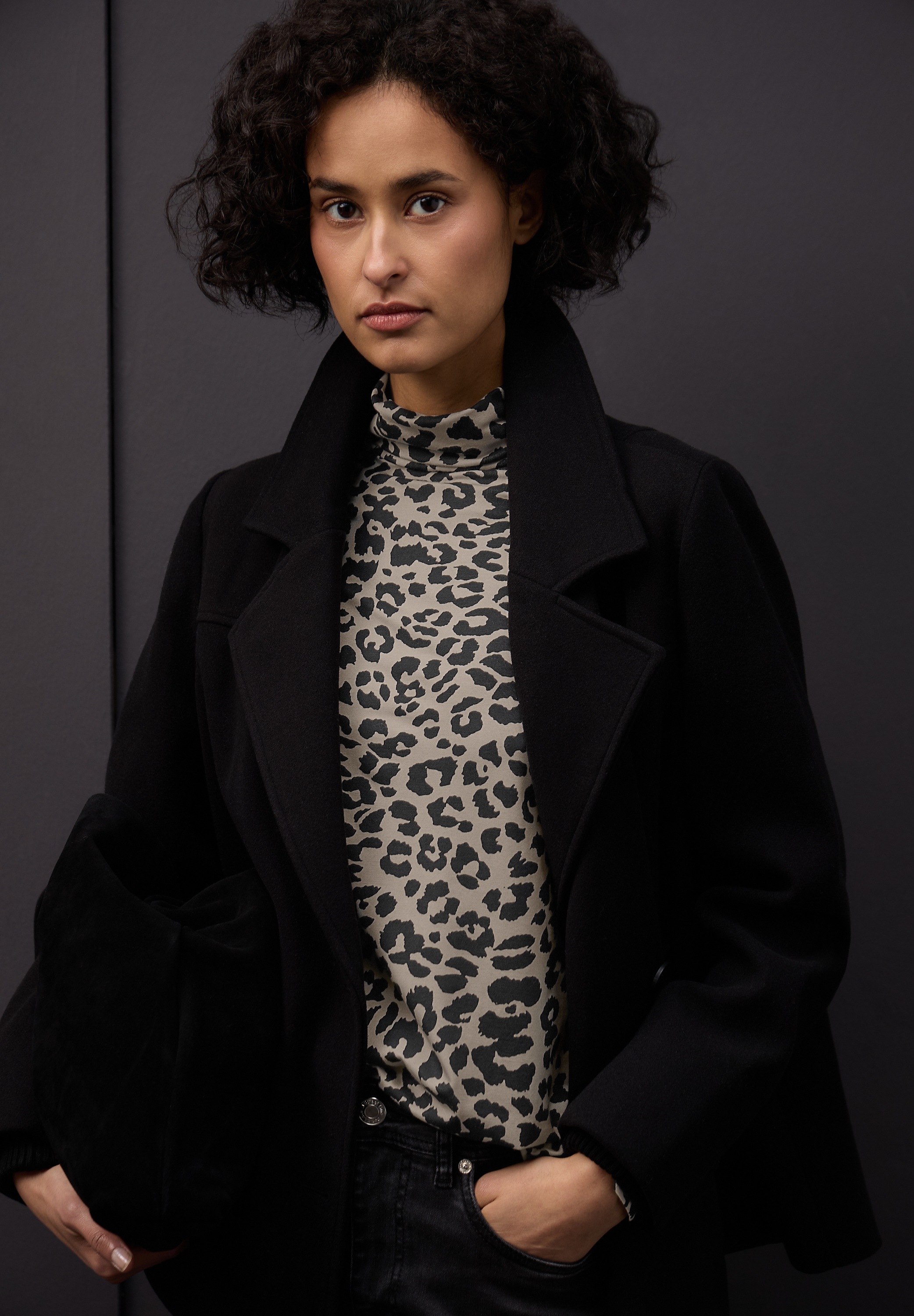 STREET ONE Rollkragenshirt mit Leoprint günstig online kaufen