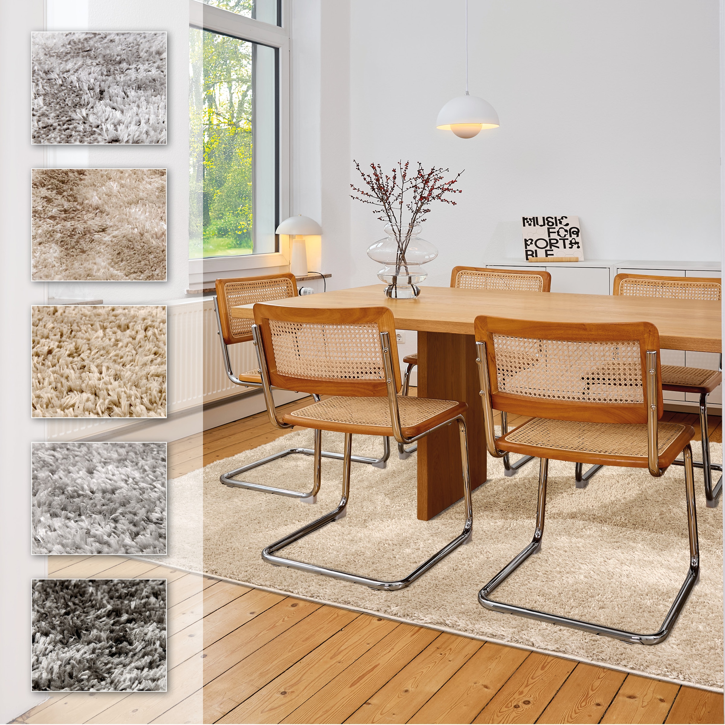 Hochflor-Teppich ASTRA "Paulie 250", beige, B:120cm H:25mm L:180cm, Polypropylen, Teppiche, weicher Langflor, Shaggy, Wohnzimmer, Schlafzimmer