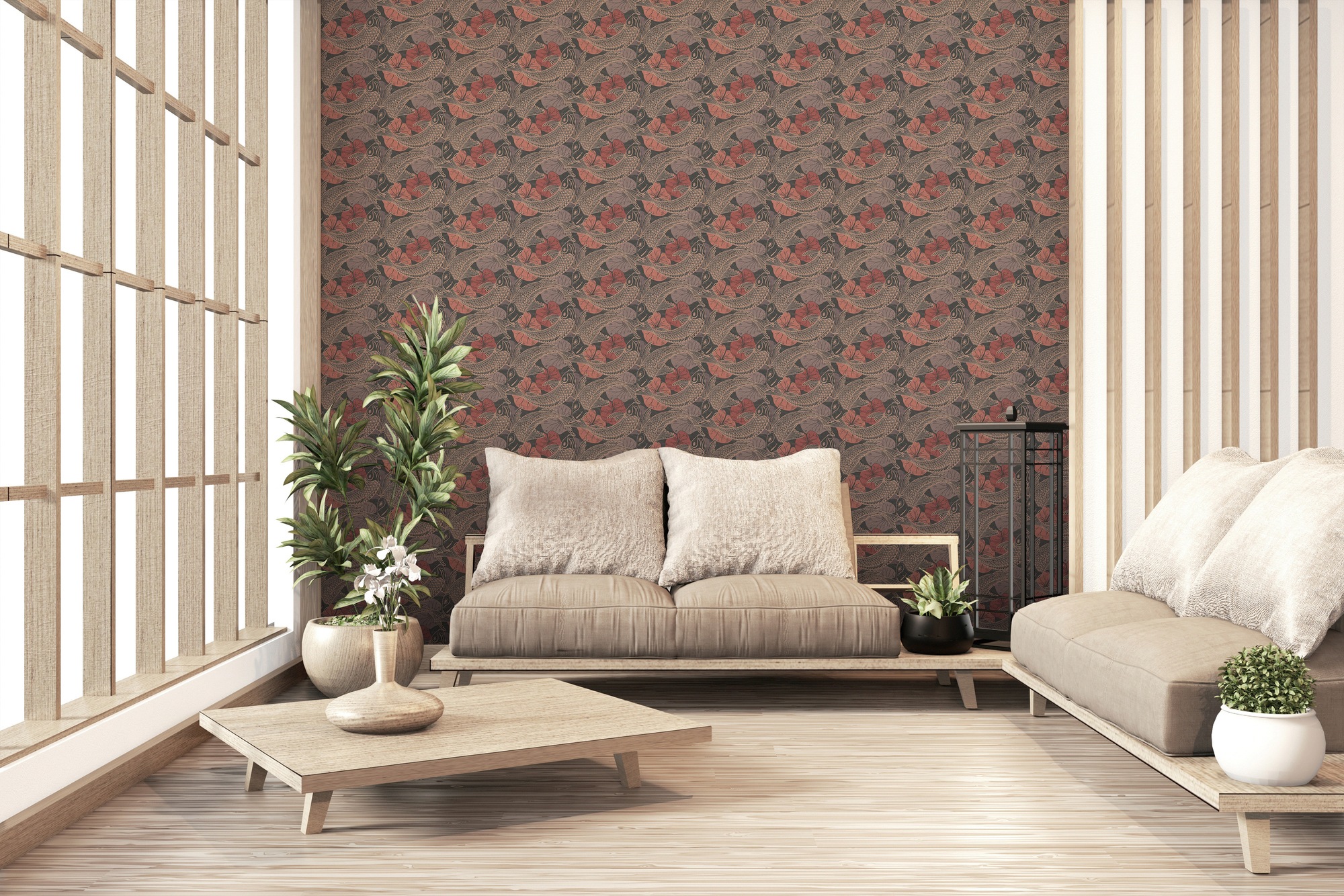 living walls Vliestapete »Metropolitan Stories, Mio Tokio«, Motiv-abstrakt-naturalistisch, Tapete Koi Tapete Japanisch Tapeten Wohnzimmer Schlafzimmer Küche Flur