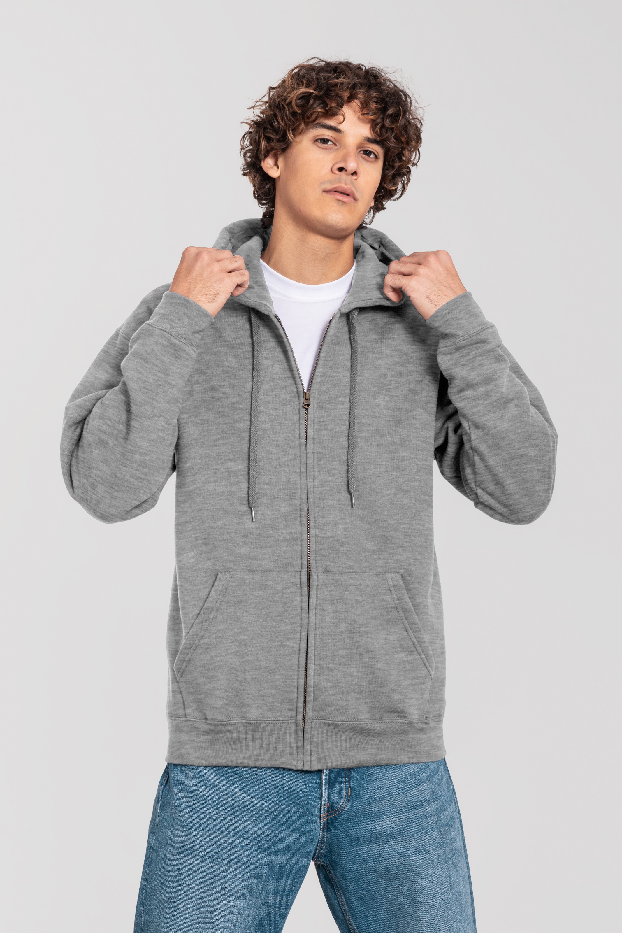 Fruit of the Loom Kleiderschrank "Iconic Premium Hooded Sweat Jacket" mit Kordelzug, meliert, normal geschnitten