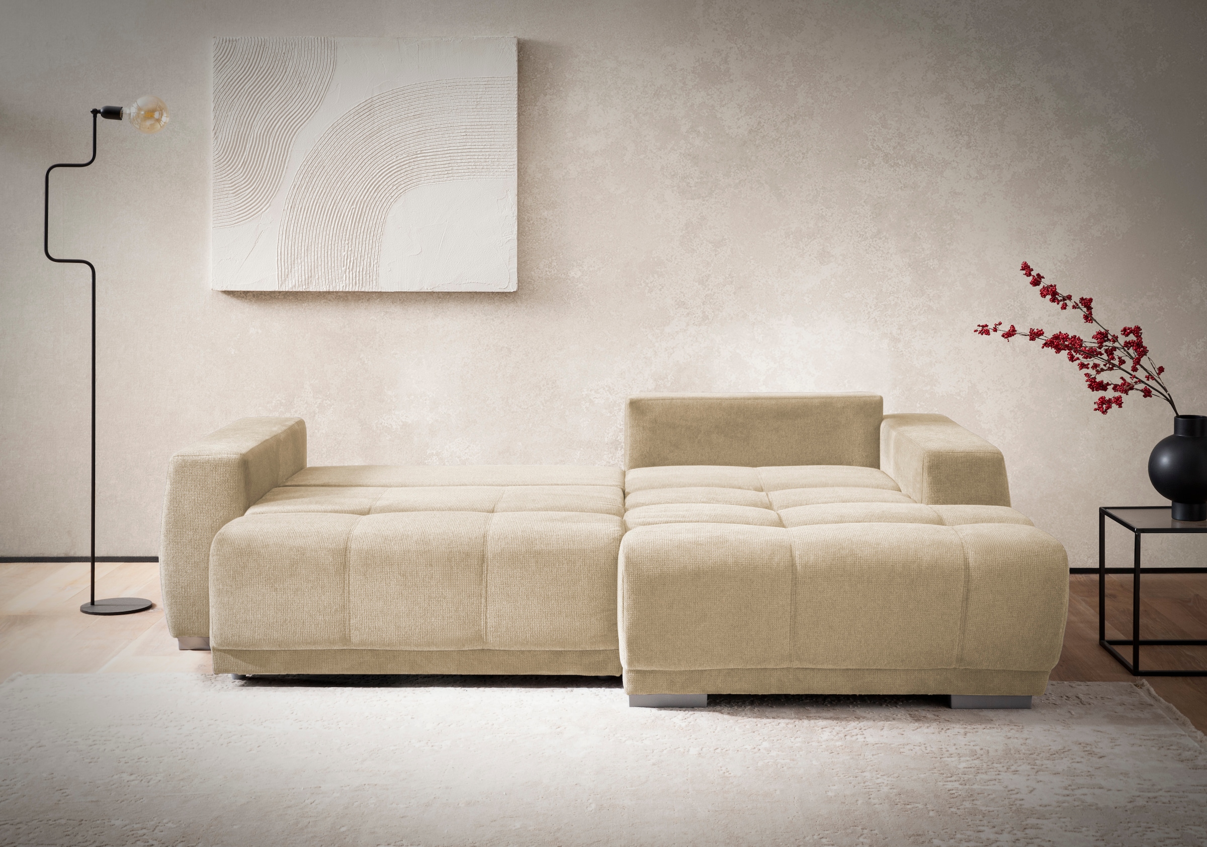 INOSIGN Ecksofa »Bolero L-Form«, wahlweise mit Bettfunktion & Bettkasten