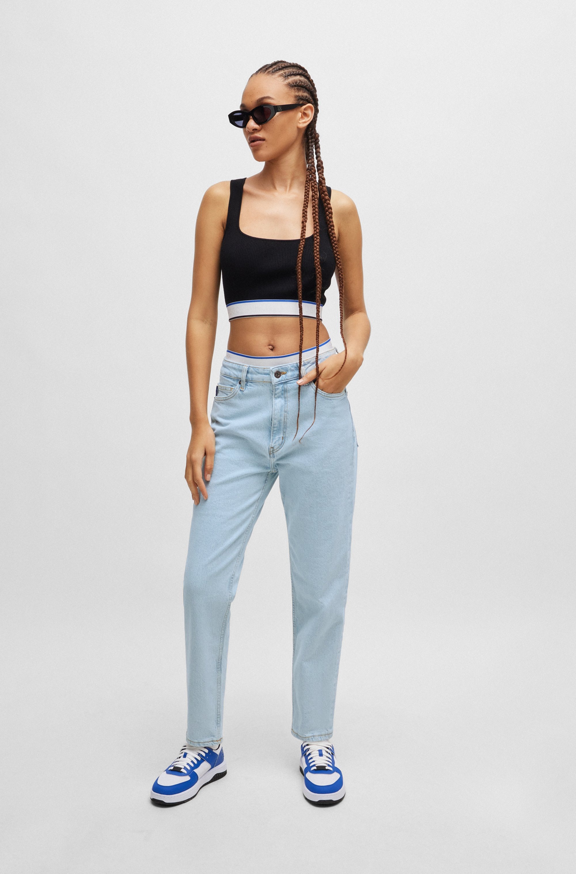HUGO Blue Mom-Jeans »Noe«, Straight Fit Jeans mit hoher Leibhöhe