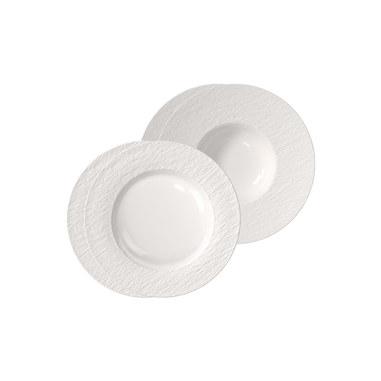 Villeroy & Boch Geschirr-Set "Teller-Set Manufacture Ice 4er Set weiß" Spülmaschinenfest, Mikrowellensicher