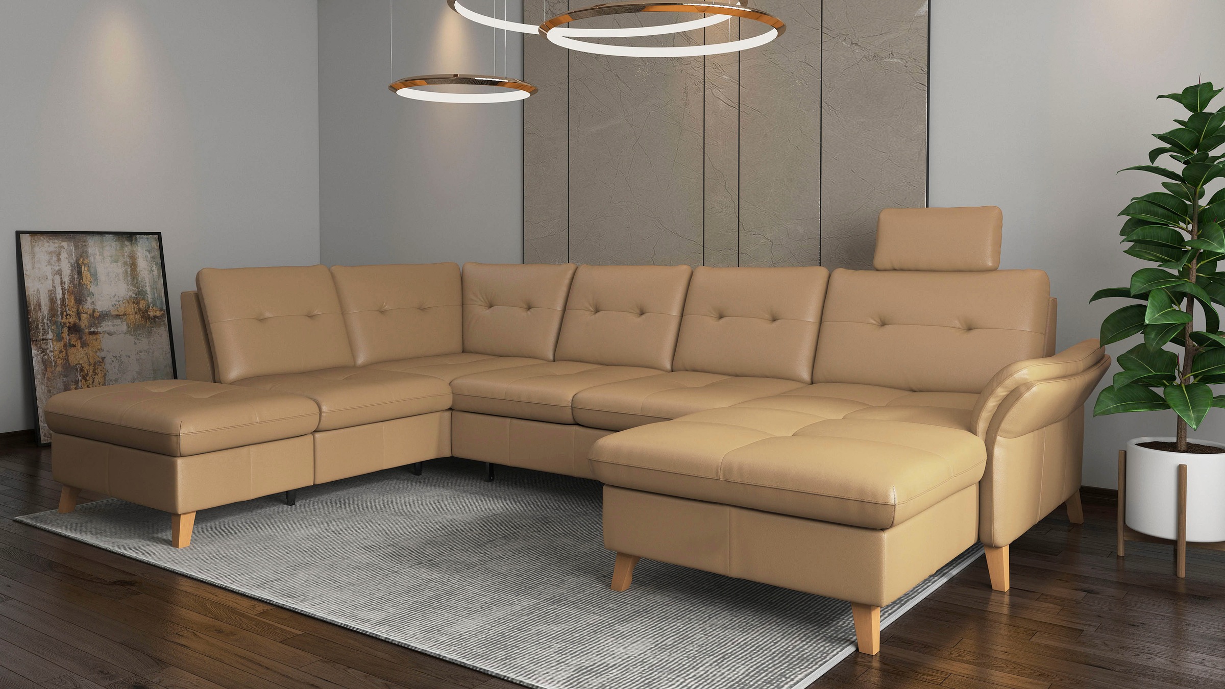 sit&more Wohnlandschaft »Göteborg«, inkl. Sitztiefenverstellung, wahlweise mit Bettfunktion & Bettkasten