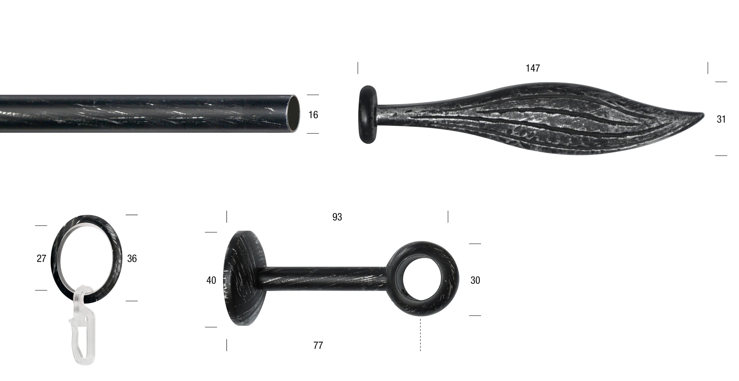 GARESA Gardinenstange »ESPERANCA«, 1 läufig-läufig, Wunschmaßlänge, rustikale Vorhanggarnitur, verlängerbar, Eisen, mit Ringe