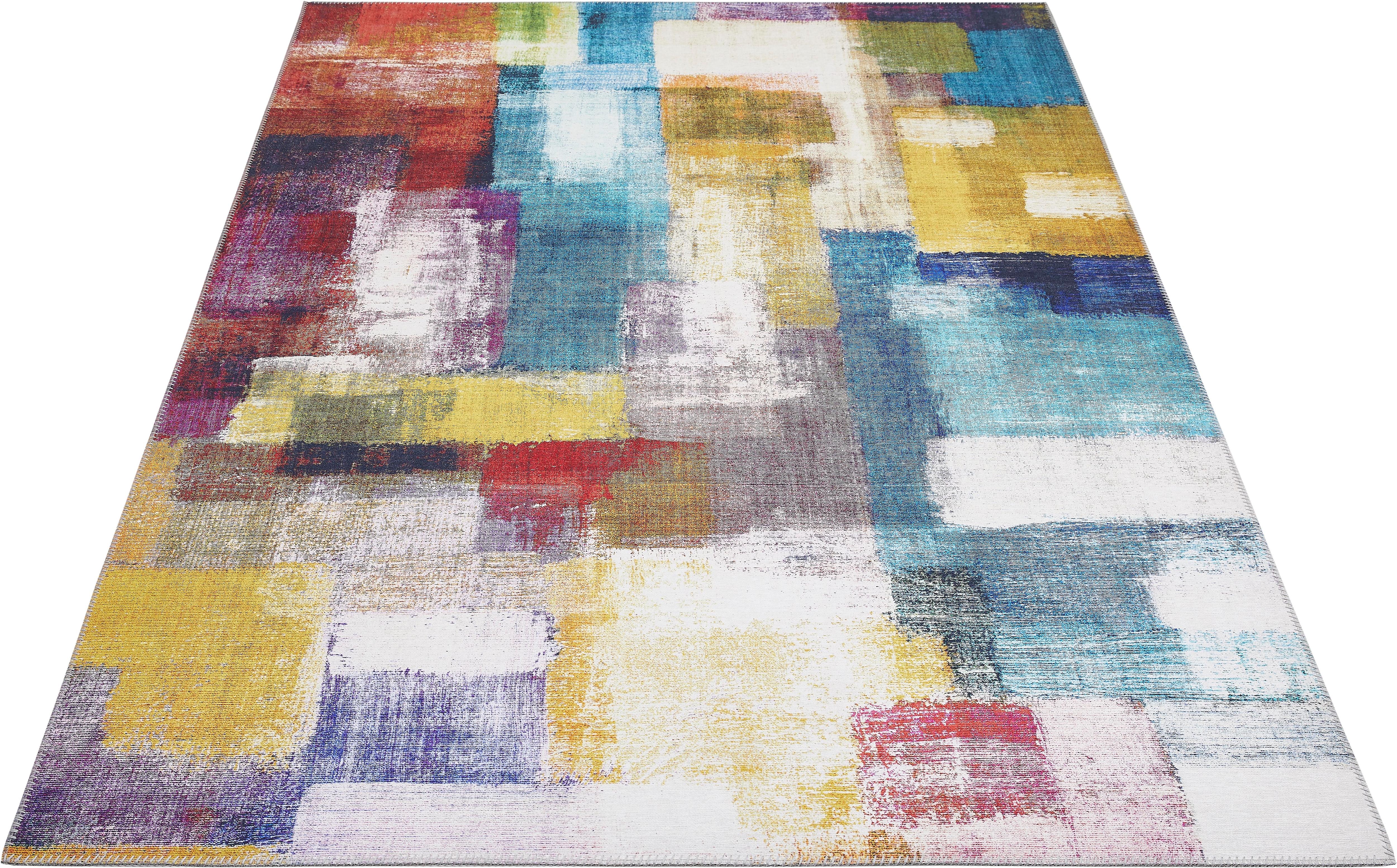 LUXOR living Teppich "Prima 2" rechteckig 7 mm Höhe Kurzflor, Patchwork Muster, Vintage Design, Wohnzimmer