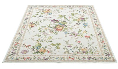 Teppich »Flomi Sagrini«, rechteckig, Flachgewebe, Pastell-Farben, Blumen Design