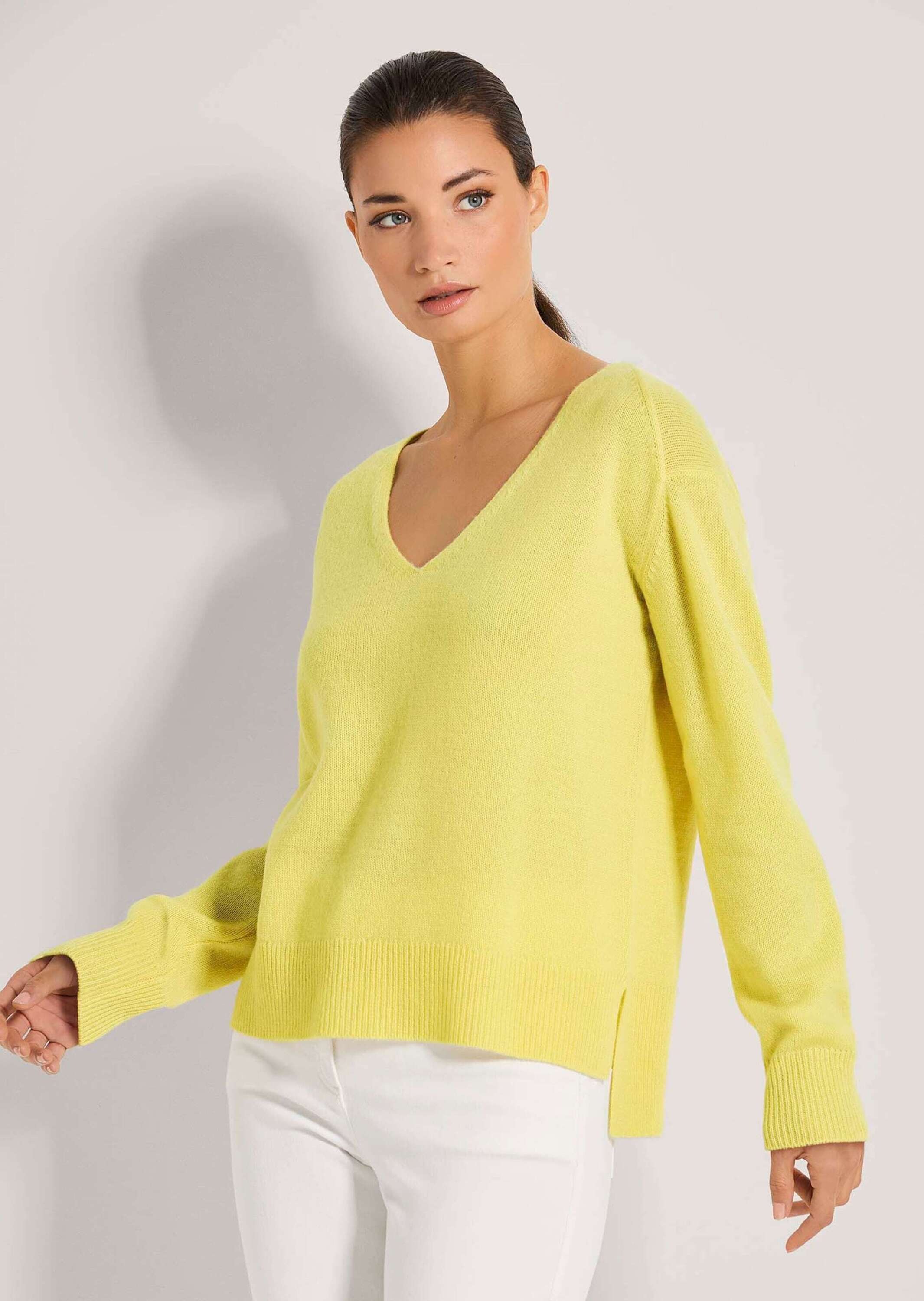 MADELEINE Longpullover »Pullover Kaschmir-Pullover mit V-Ausschnitt«