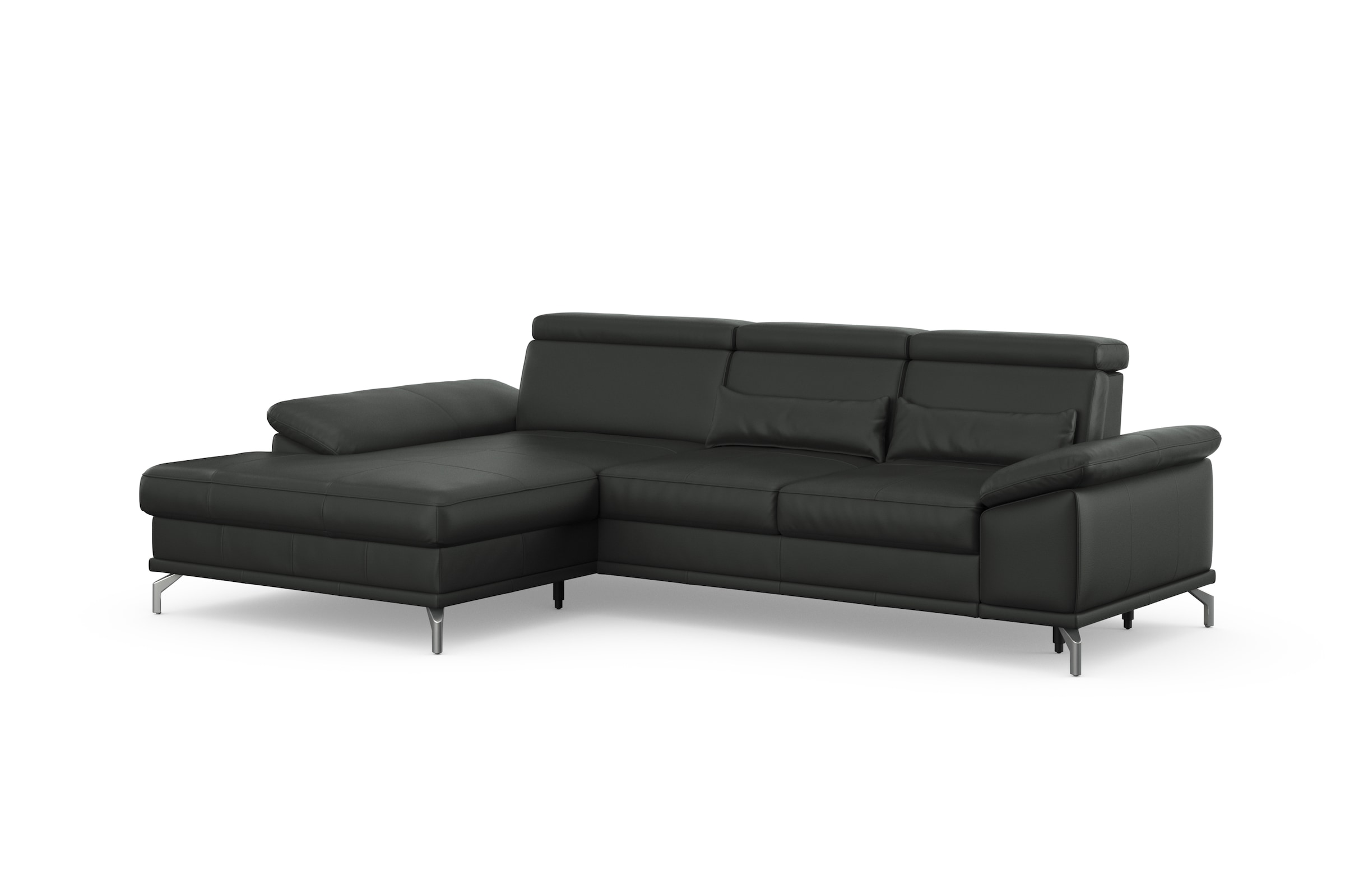 sit&more Ecksofa »Cabrio L-Form, mit Sitztiefenverstellung, Arm- und Kopfteilverstellung«, 2 Nierenkissen, Federkern, optional Bettfunktion und Stauraum