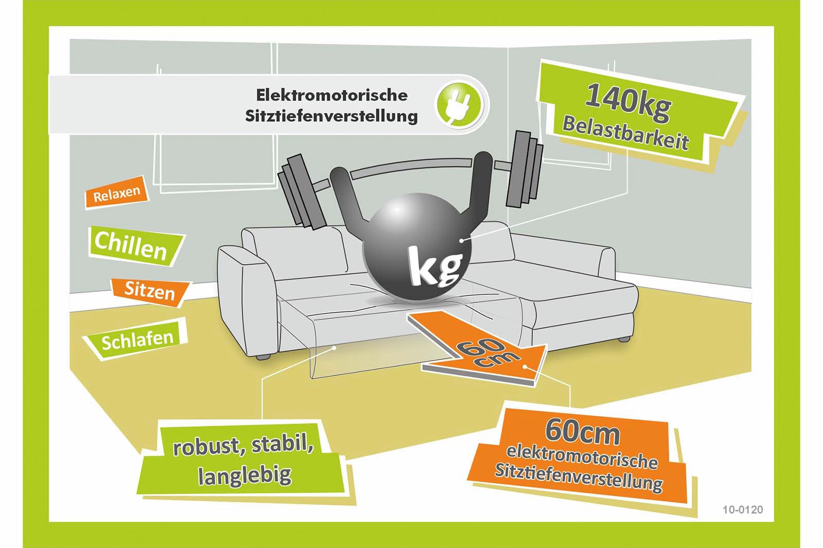 Jockenhöfer Gruppe Wohnlandschaft »Ultima, U-Form, B: 363cm, mit 60 cm elektrischer Sitztiefenverstellung« 140kg Belastbarkeit je Sitz, verstellbaren Kopfstützen, USB-Ports