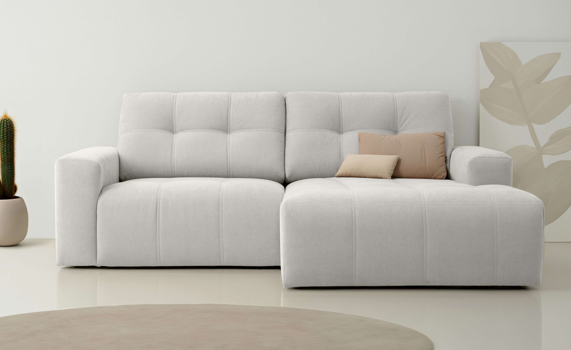 OTTO home Ecksofa "Turnon, Lounge-sofa, Breite 221 cm" Chenille, mit Knopf- und Doppelsteppung, elegantes Aussehen
