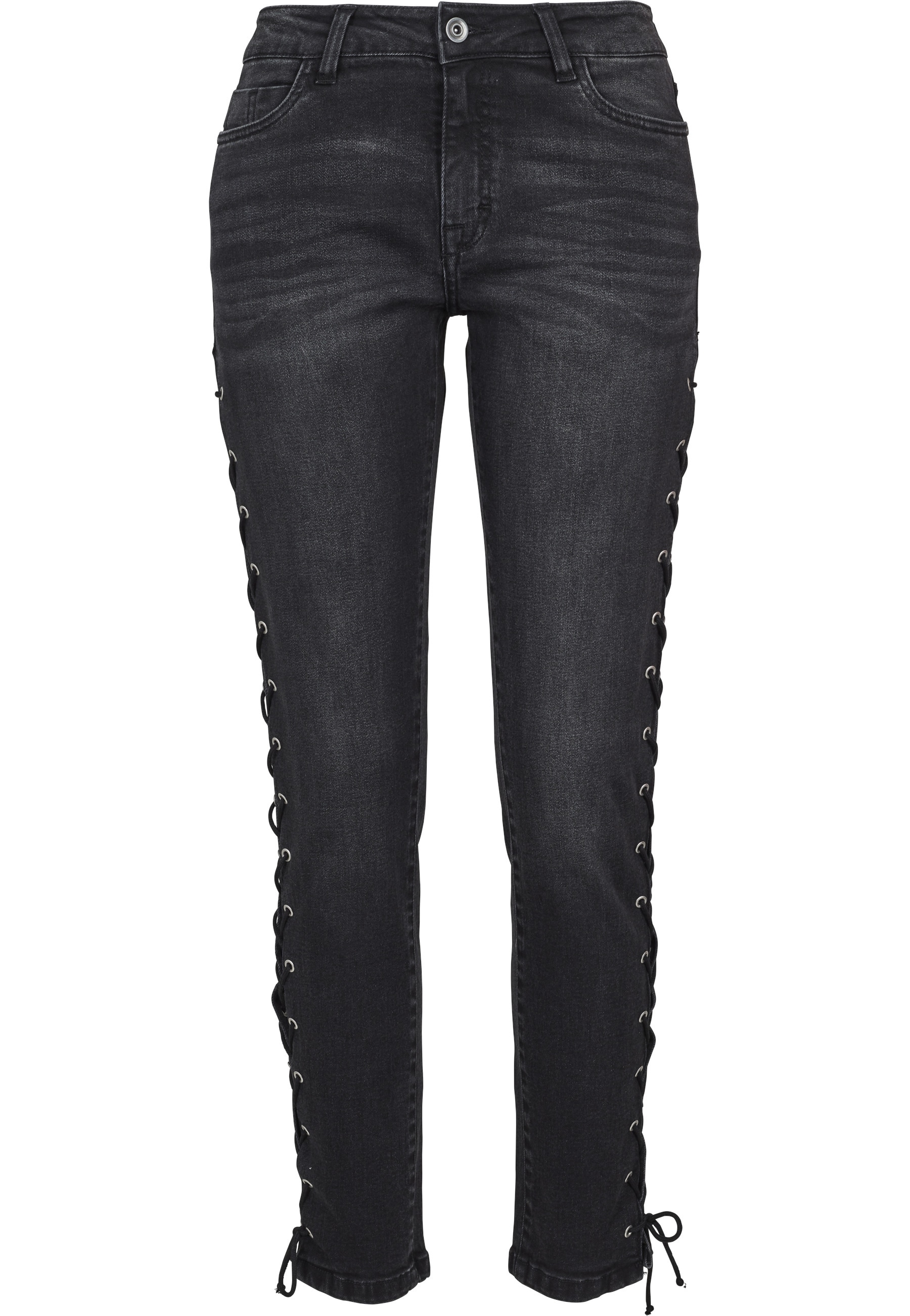 URBAN CLASSICS Bequeme Jeans "Urban Classics Damen Ladies Denim Lace Up Skinny Pants" 1 Stk.