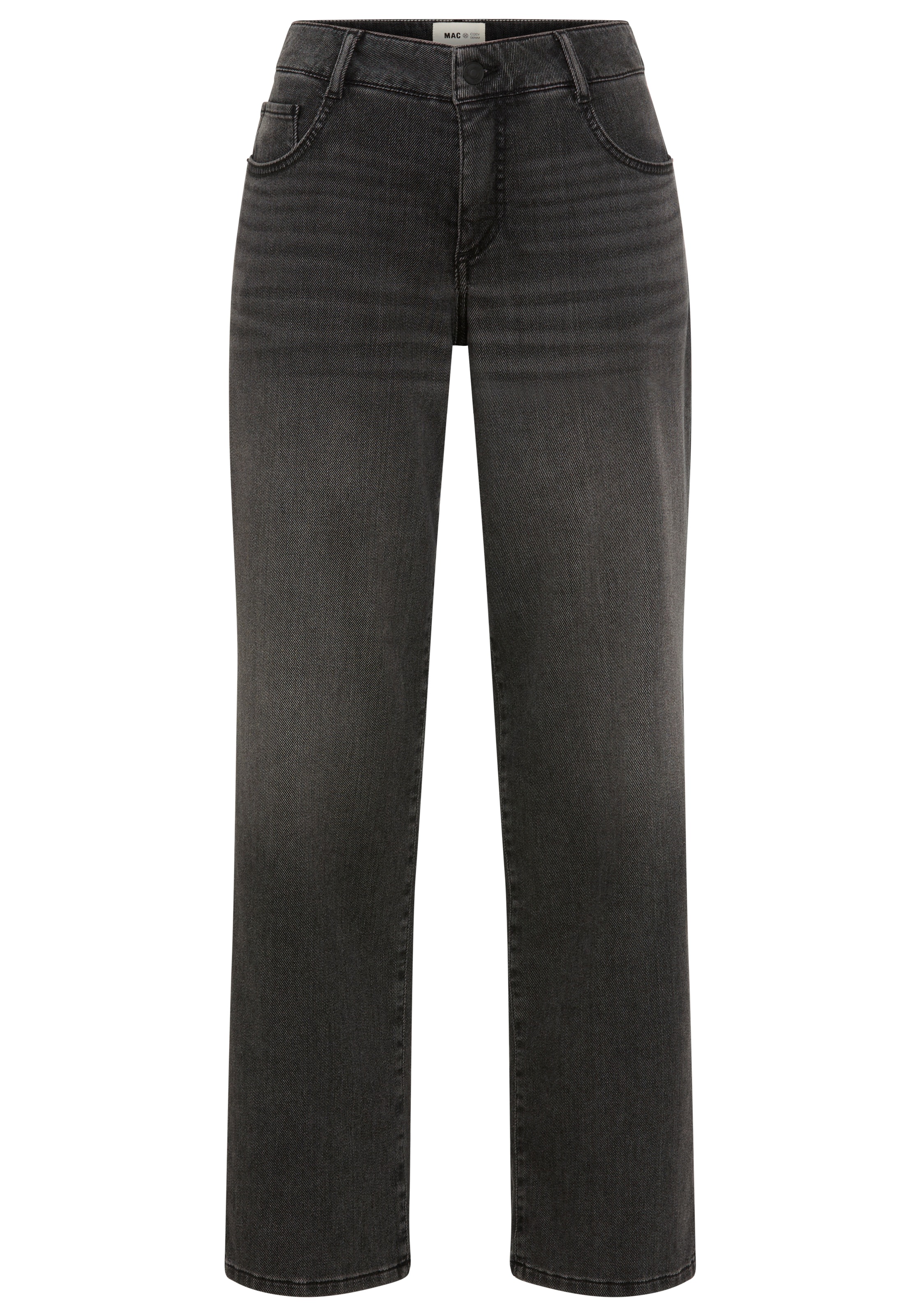 Straight-Jeans MAC "GRACIA", Damen, Gr. 38, Länge 30, grau basic, Denim/Jeans, Obermaterial: 77% Baumwolle, 10% Polyester, 10% Viskose, 3% Elasthan, unifarben, straight fit lang, Jeans Straight-Jeans, im Five-Pocket Style mit Stretch 3