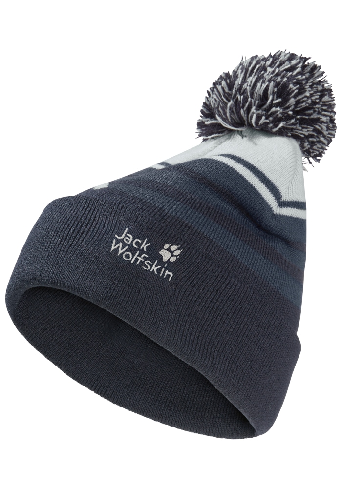 Jack Wolfskin Bommelmütze "STRIPY POMPOM BEANIE K" Bommelmütze für Kinder, warm, bequem