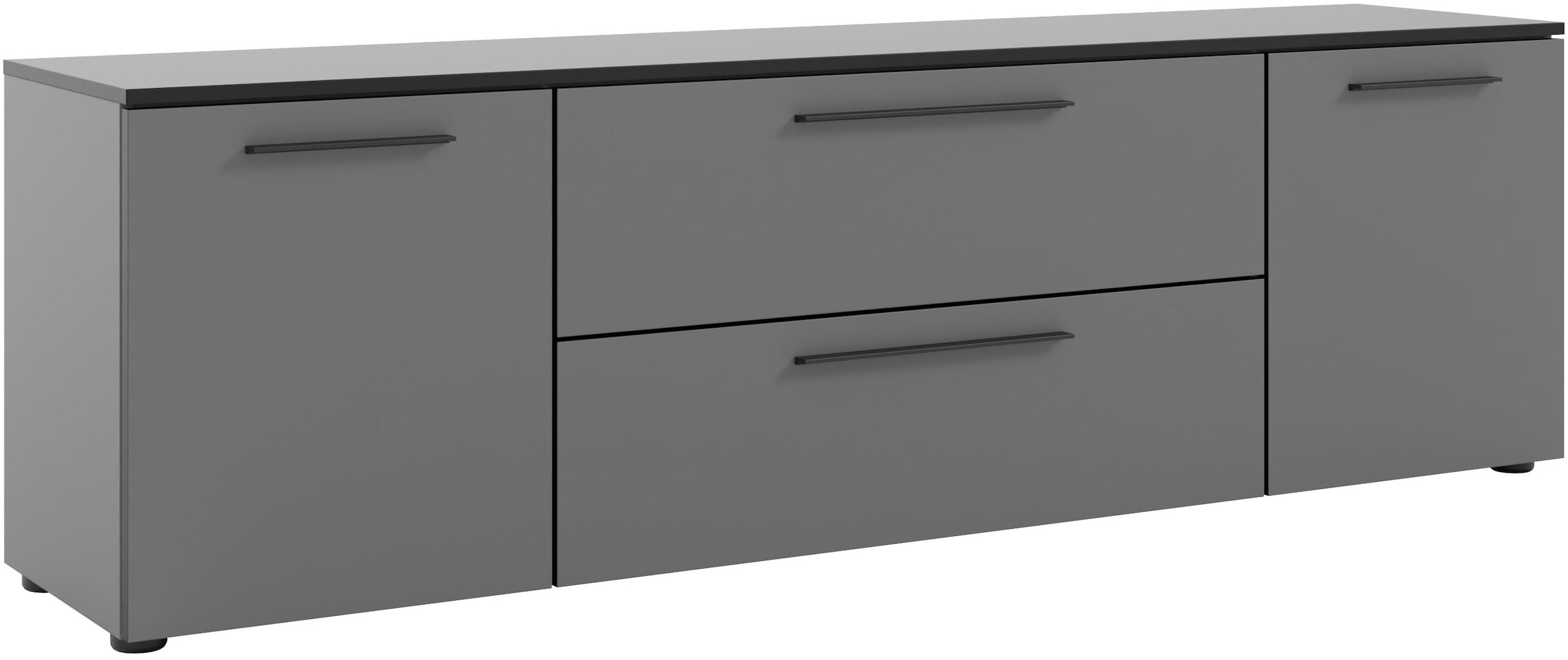 Manjana Möbel Lowboard »mit Schwarz matten Metallgriffen«