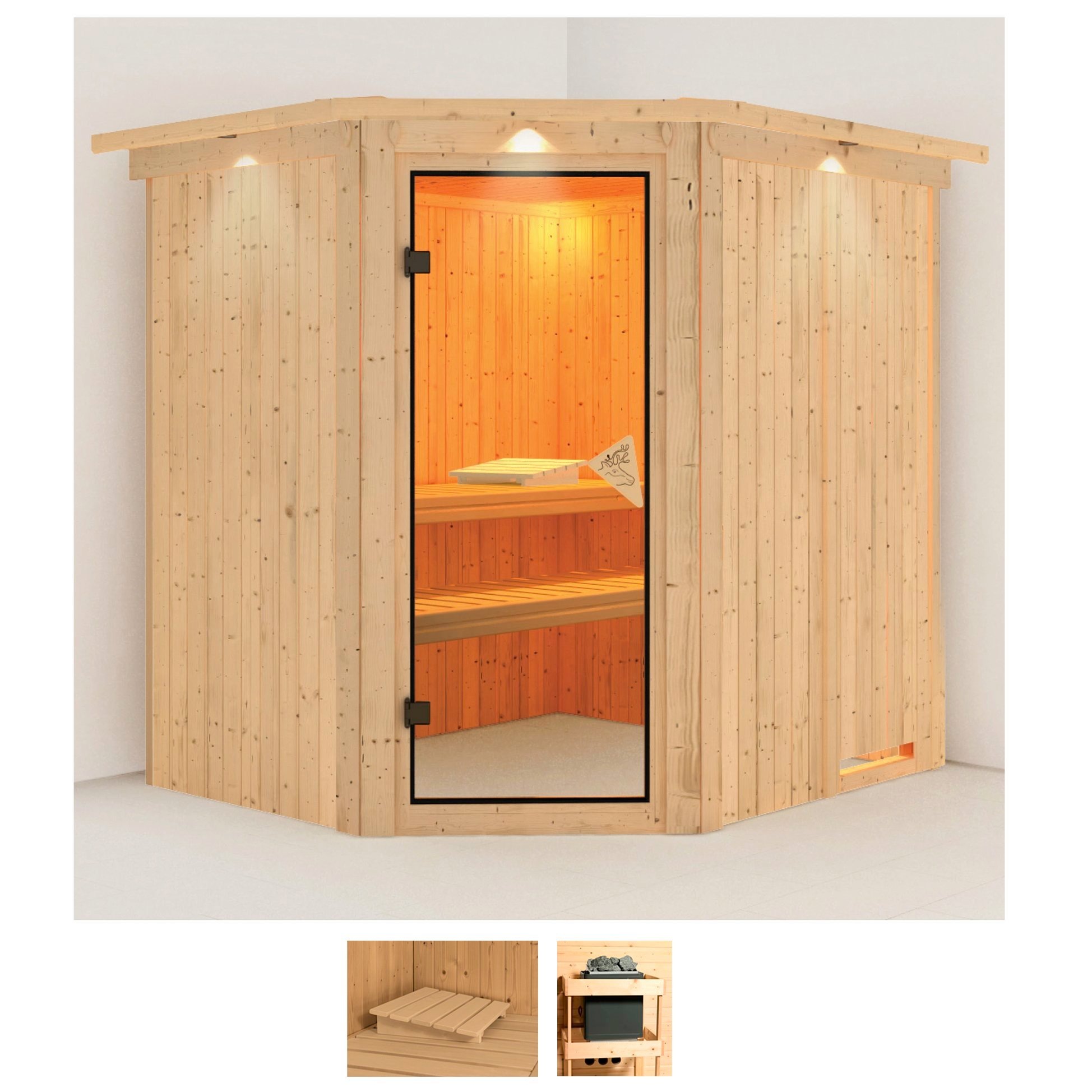 KARIBU Sauna "Siirin", ohne Ofen, (ohne Ofen), beige, Saunen, ohne Ofen