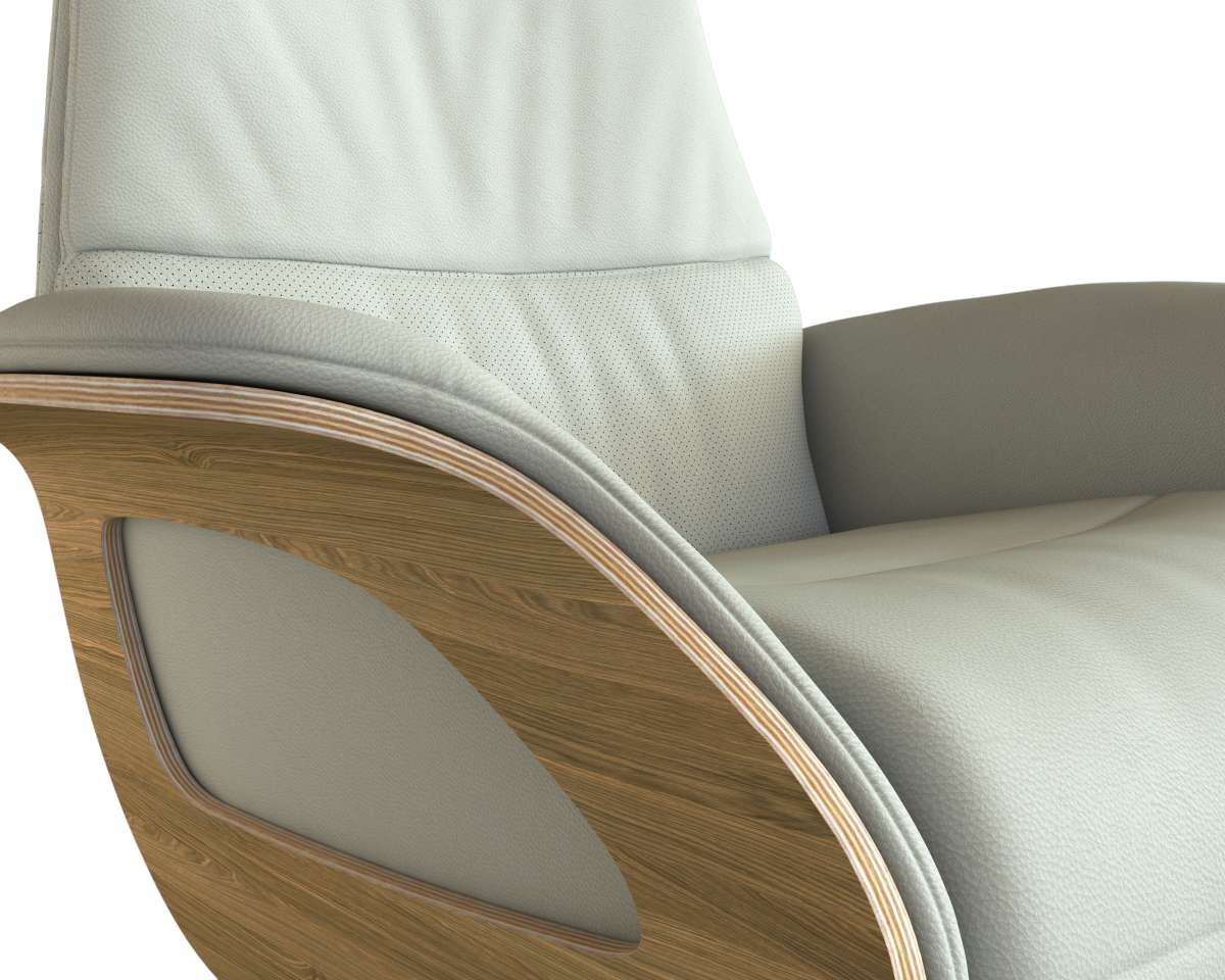FLEXLUX Relaxsessel »Clement elektrischer Funktionsessel«, Größe M, Rücken & Fußteil elektrisch, Akku, Arml. Eiche, Fuß Alu