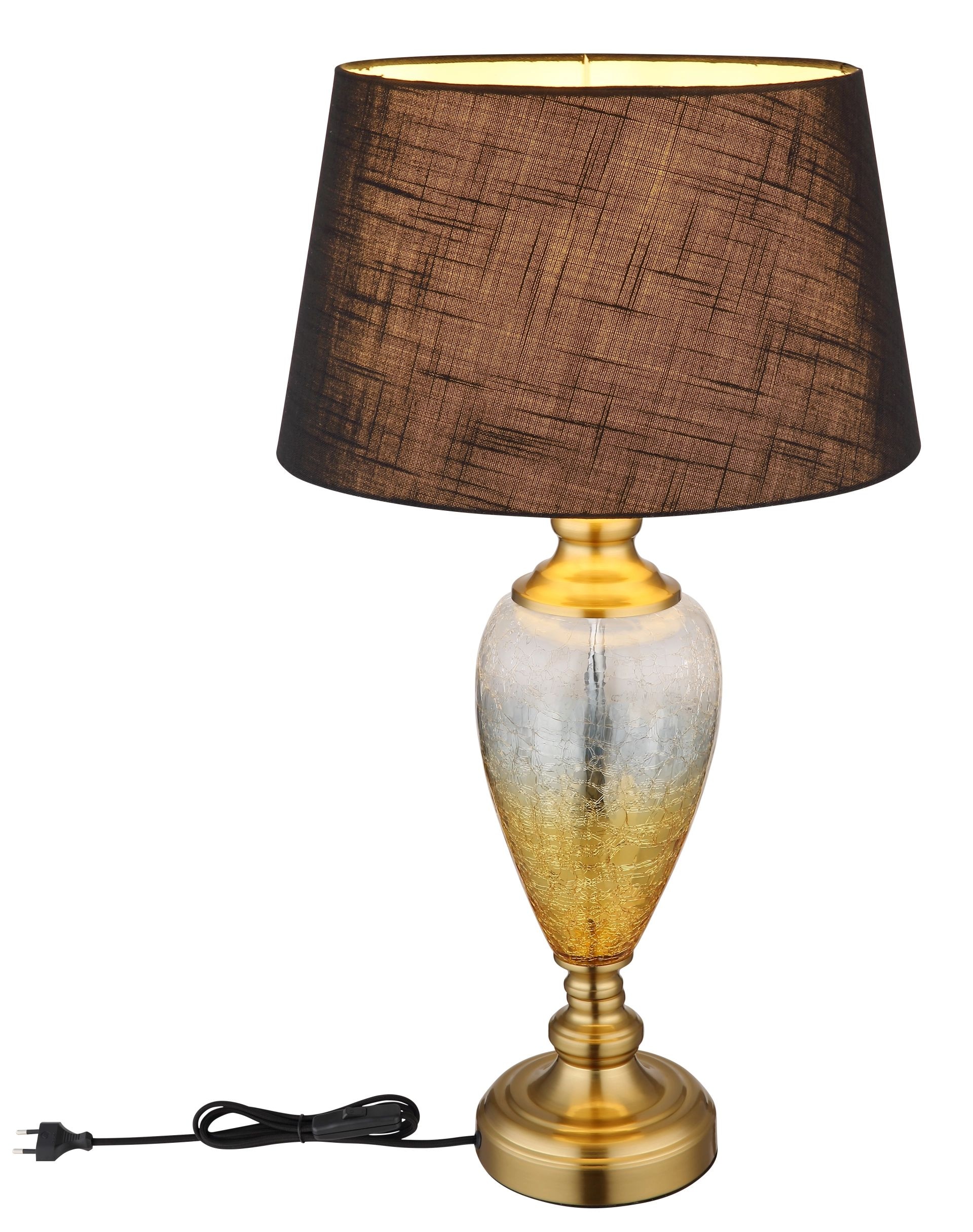 GLOBO LIGHTING Tischleuchte »LEILA« E27 1 Stk. Design Tischlampe, Wohnzimmer, Schlafzimmer, Flur, Textilschirm