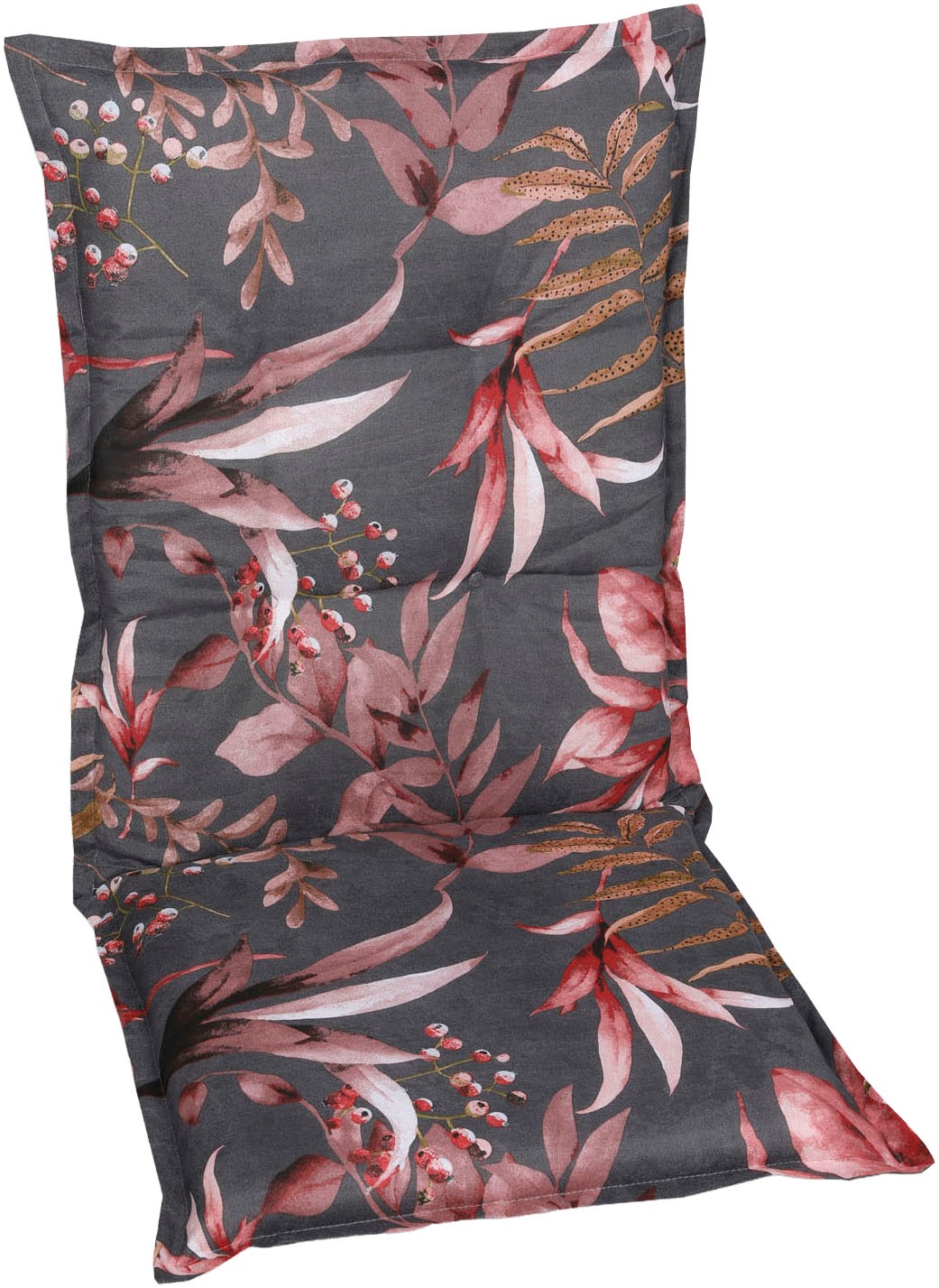GO-DE Sesselauflage Blätter / Beeren anthrazit - Maße BxLxH ca.: 50 cm x 10 günstig online kaufen