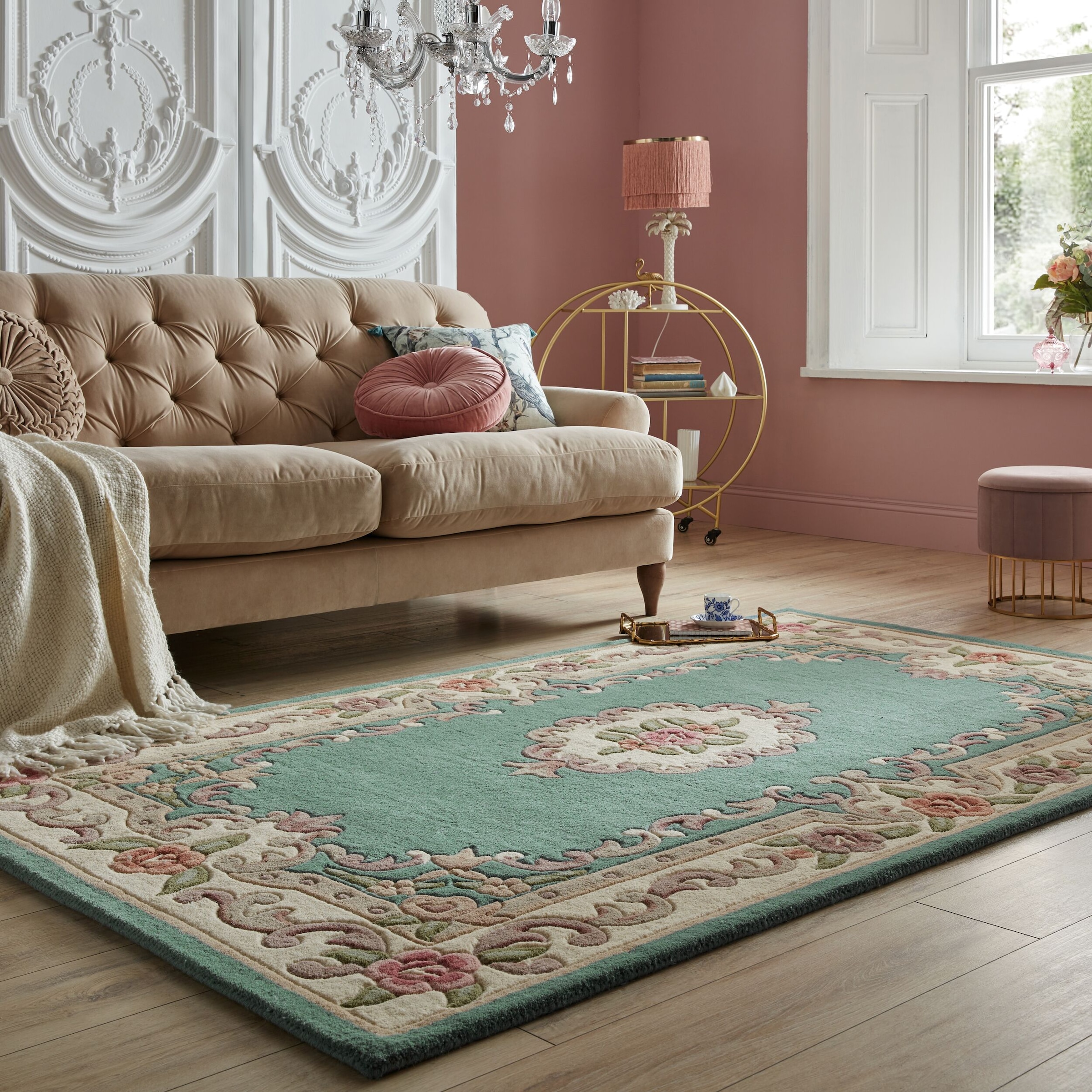 FLAIR RUGS Wollteppich »Aubusson« rechteckig 10 mm Höhe Wolle, Teppich, Wohnzimmer, Schlafzimmer, Esszimmer