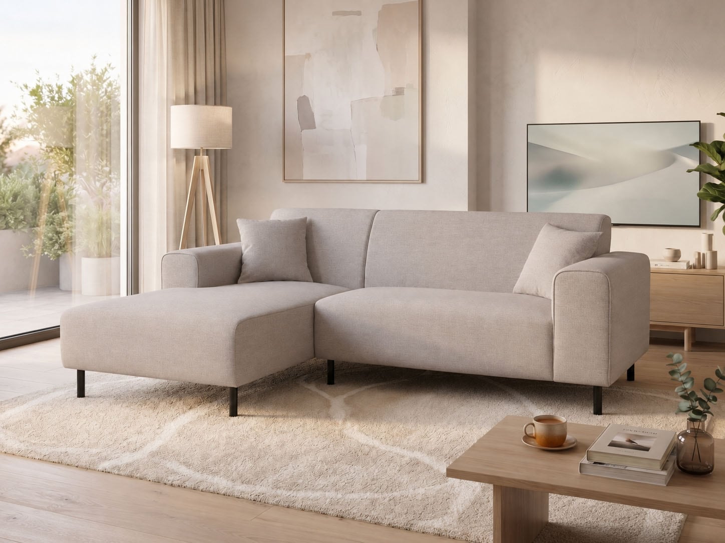 OTTO home Ecksofa "ARROS L-Form mit Wellenunterfederung, Maße B/T/H: 235/163/81 cm" incl. Zierkissen, mit Recamiere rechts/links bestellbar, auch in Cord