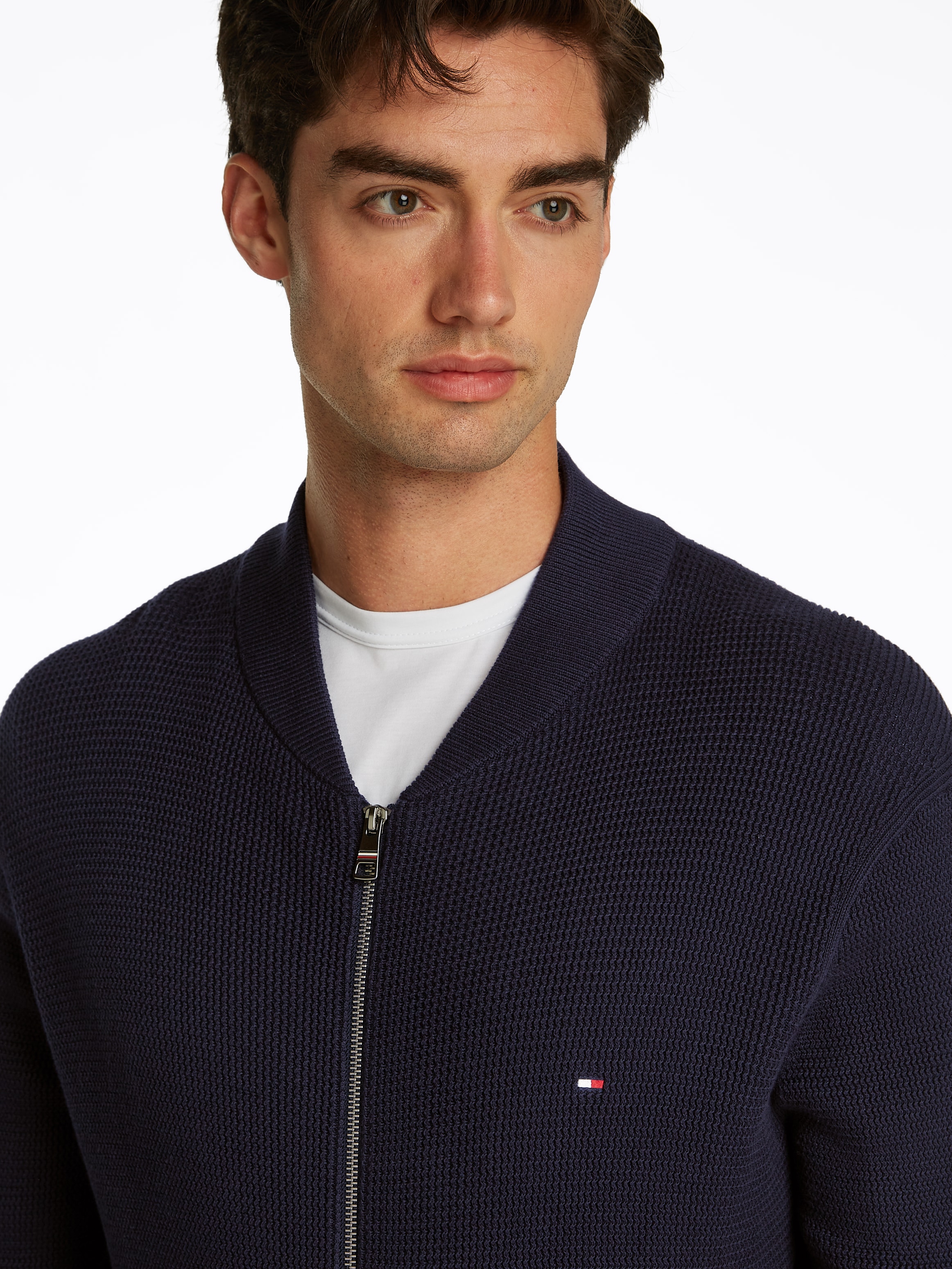 Tommy Hilfiger Strickjacke »RACKING STRUCTURE BASEBALL ZT«