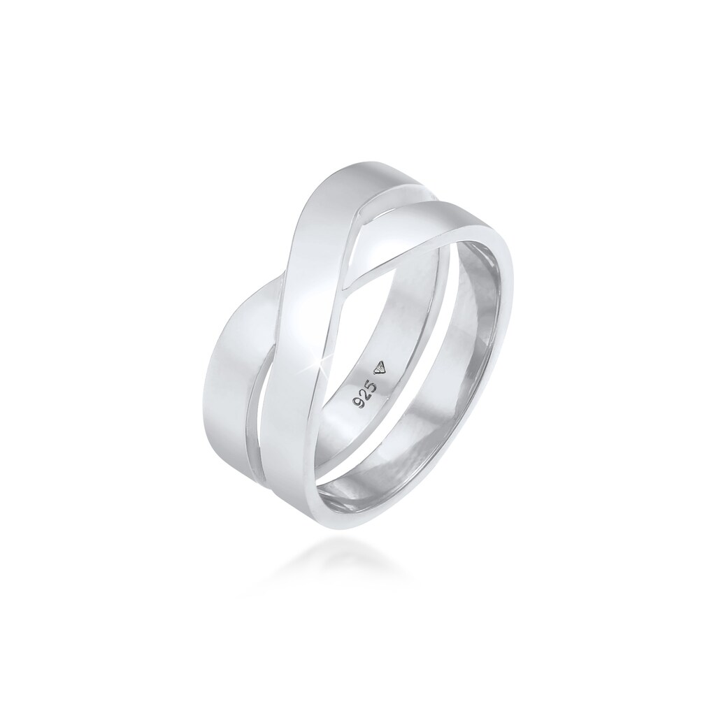 Kuzzoi Silberring »Herren Bandring Überkreuz Look 925 Silber«