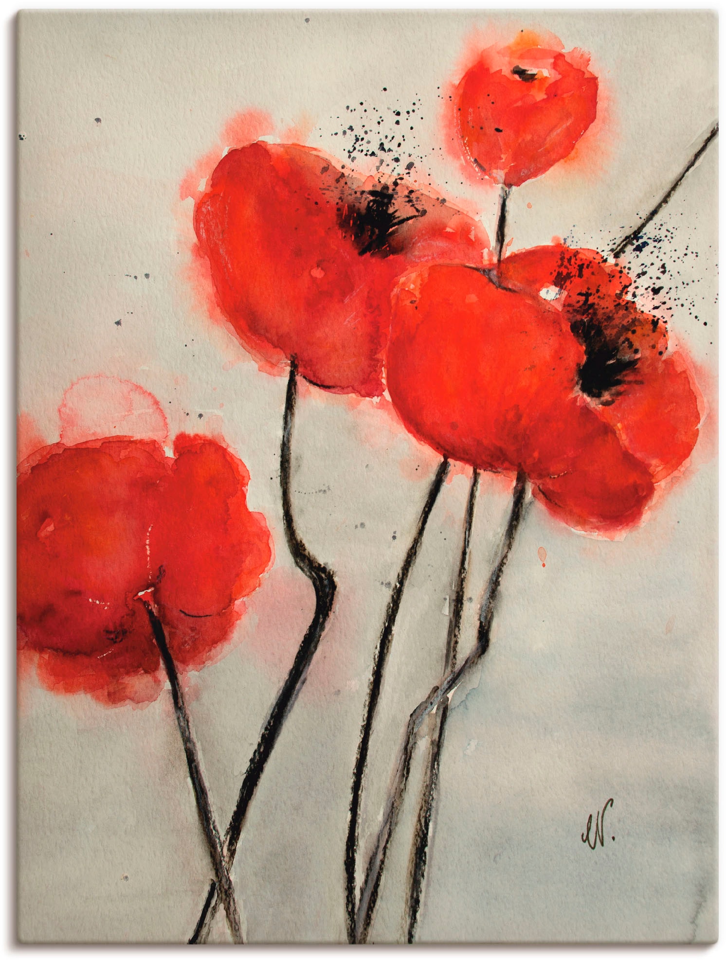 Artland Wandbild "Roter Mohn" Blumen 1 Stk. tlg. als Leinwandbild, Poster in verschied. Größen