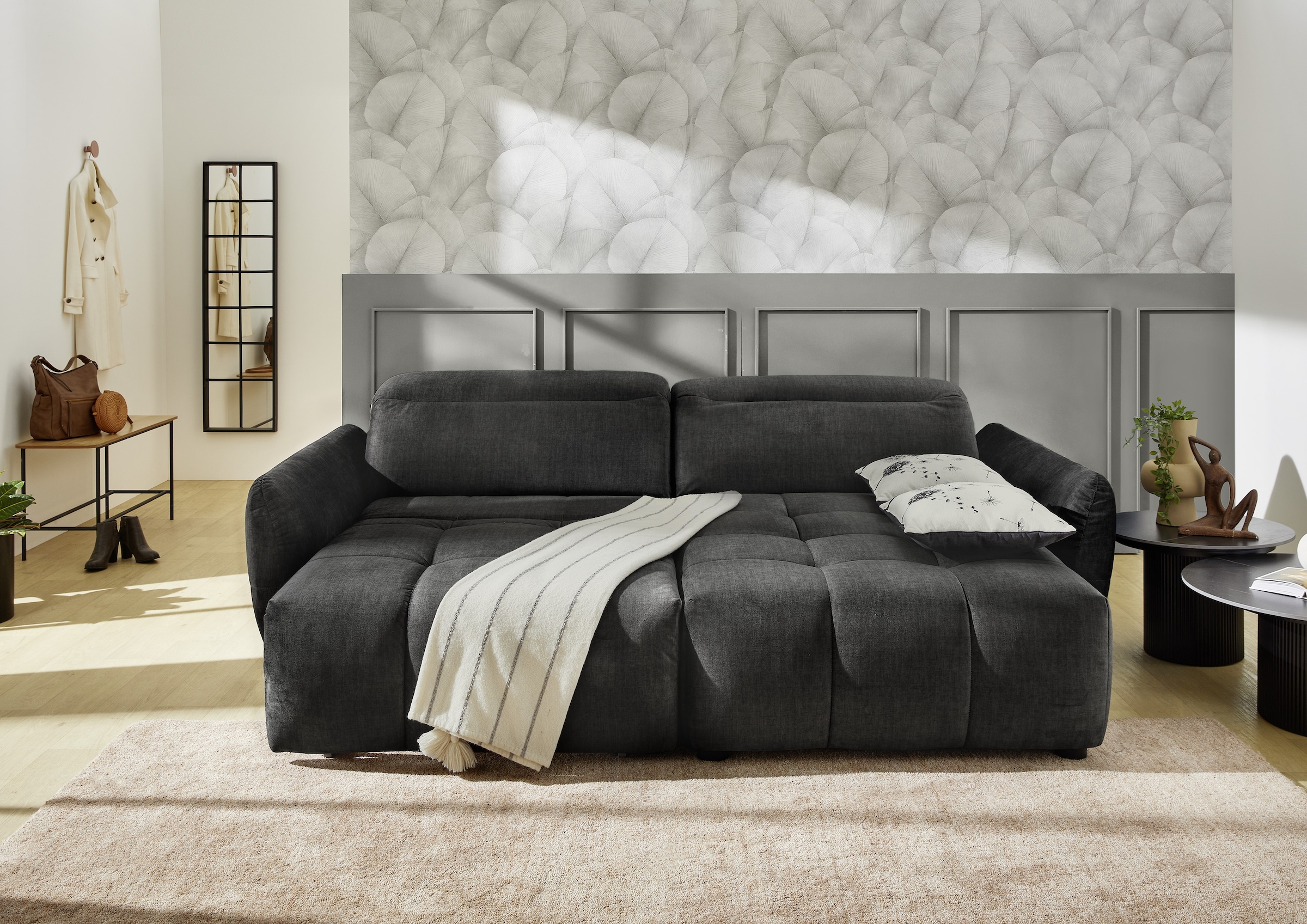 Jockenhöfer Gruppe Ecksofa »Zoom, L-Form, 140kg Belastbarkeit je Sitzplatz«, 60cm elektromotorische Sitztiefenverstellung,USB-Ladeports,Kopfstützen