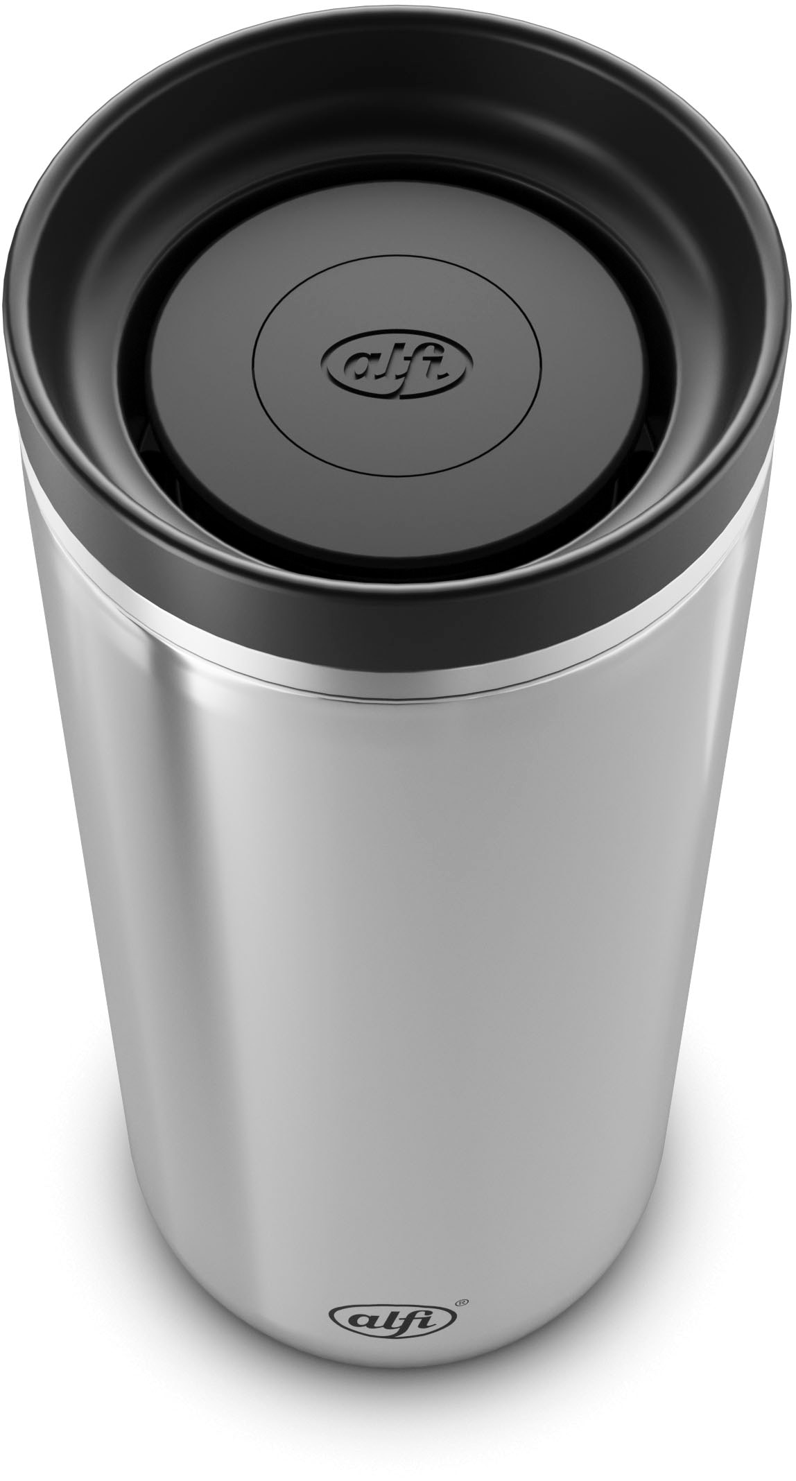 Alfi Thermobecher »ISO COFFEE MUG PRO, absolut dicht, spülmaschinenfest«, (1 tlg.), 0,38l, 6h heiß & 12h kalt, mit Druckknopf & Teebeutel-Aufhänger