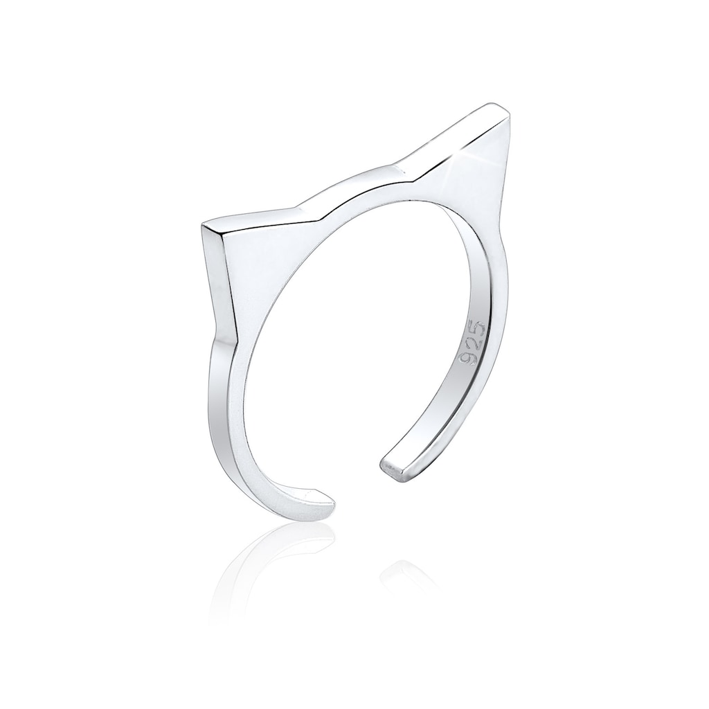 Elli Fingerring »Katzenohren Cat Geo Offen Trend Cool 925er Silber«