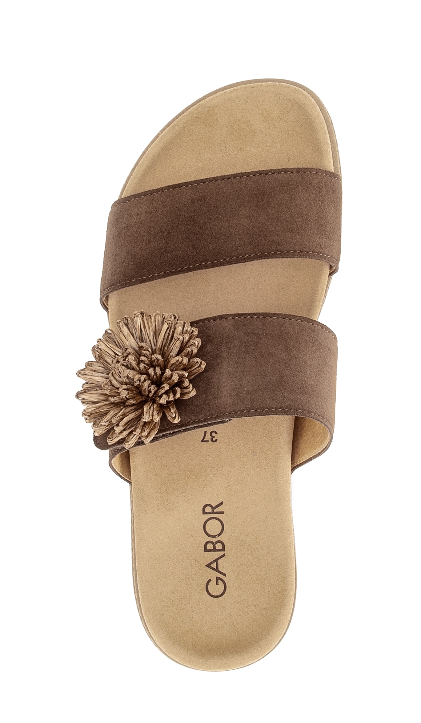 Gabor Pantolette  Plateau, Sommerschuh, Schlupfschuh mit Bast-Zierblüte
