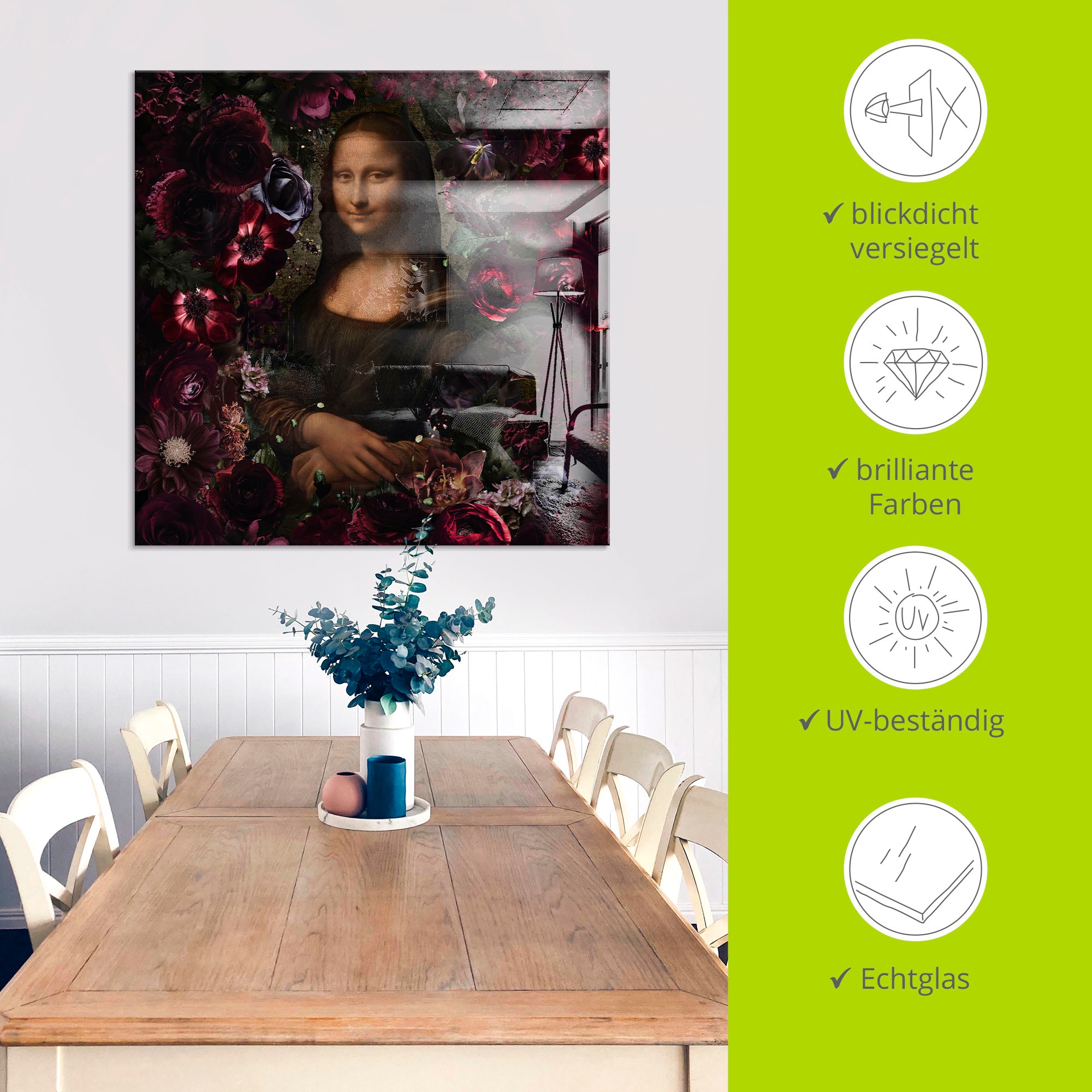 Artland Glasbild »Mona Lisa - Da Vinci Adaption« Portrait 1 Stk. tlg. in verschiedenen Größen